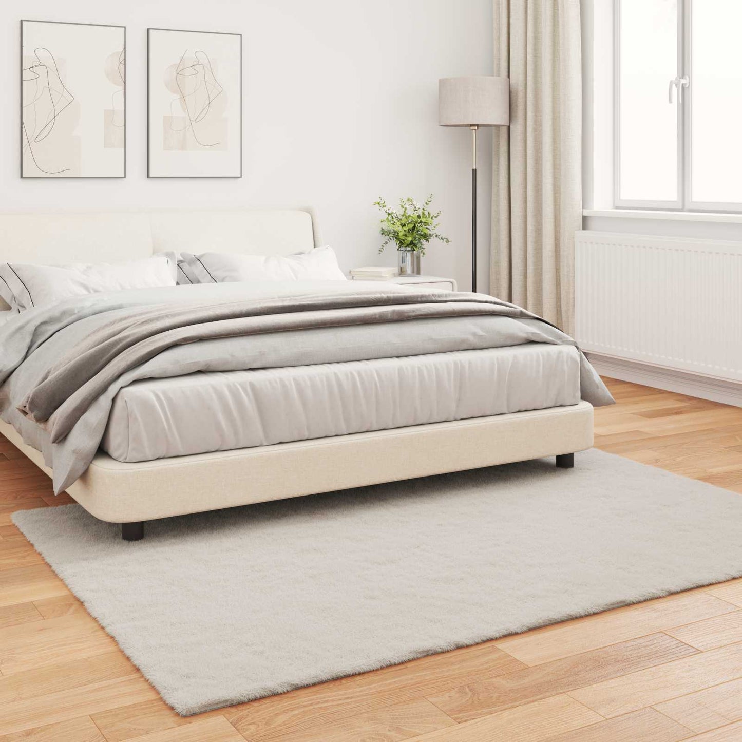 Rutschfester Teppich aus Kunstkaninchenfell OLITE Beige