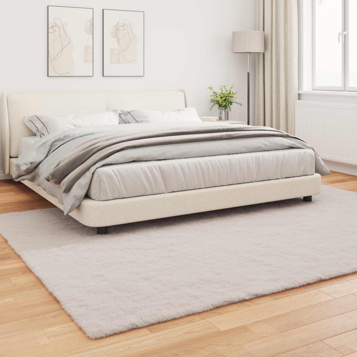 Rutschfester Teppich aus Kunstkaninchenfell OLITE Beige