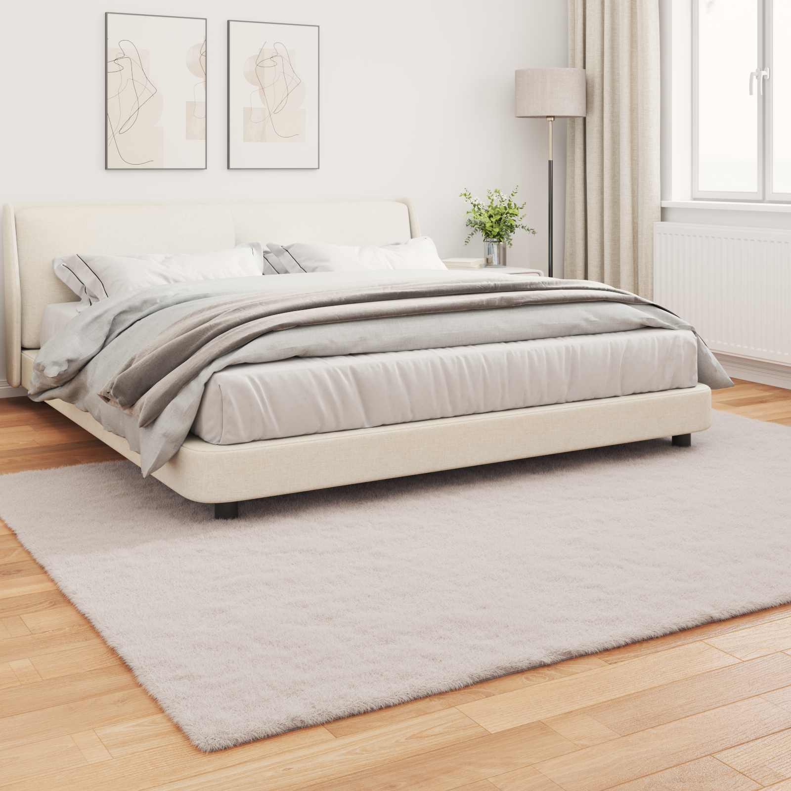 Rutschfester Teppich aus Kunstkaninchenfell OLITE Beige