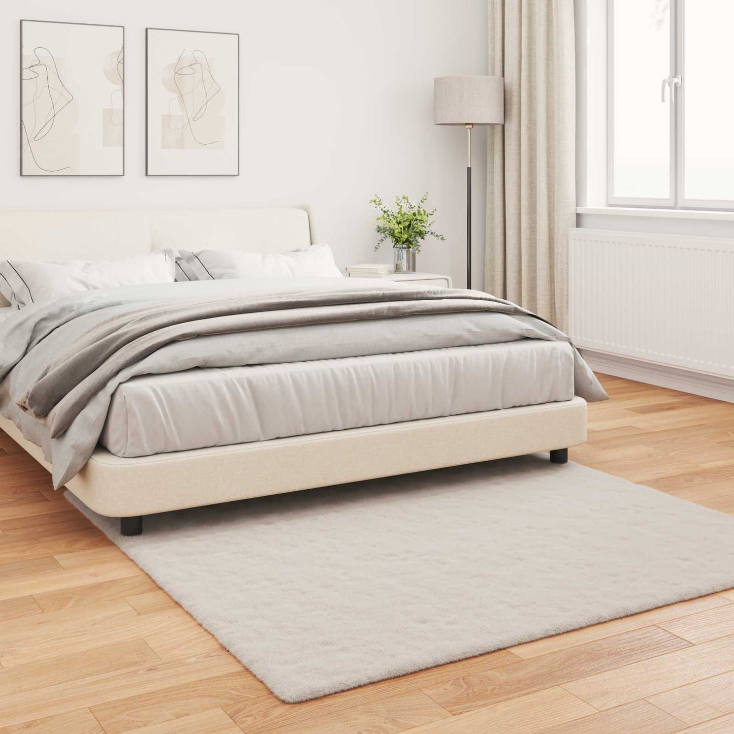 Rutschfester Teppich aus Kunstkaninchenfell OLITE Beige