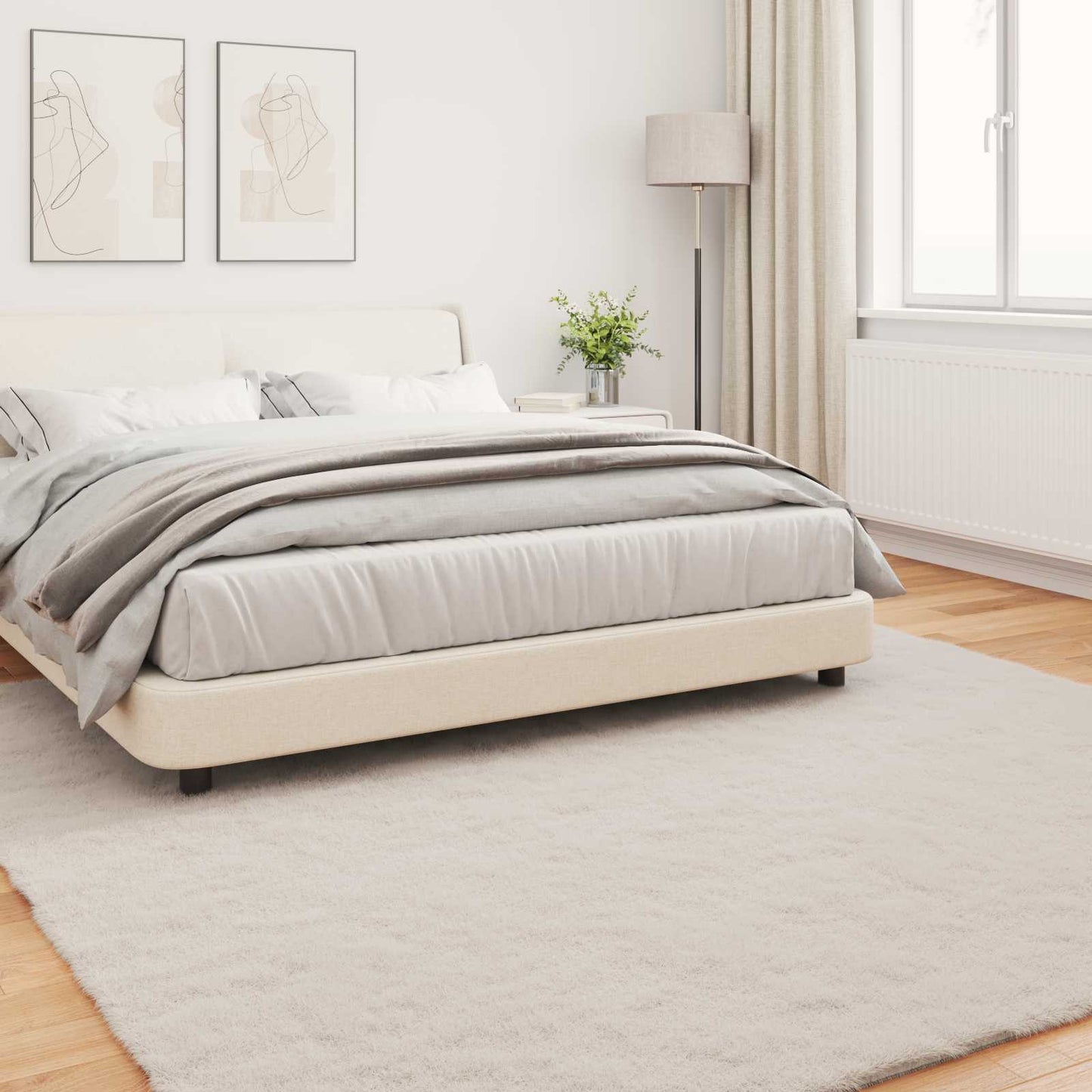 Rutschfester Teppich aus Kunstkaninchenfell OLITE Beige