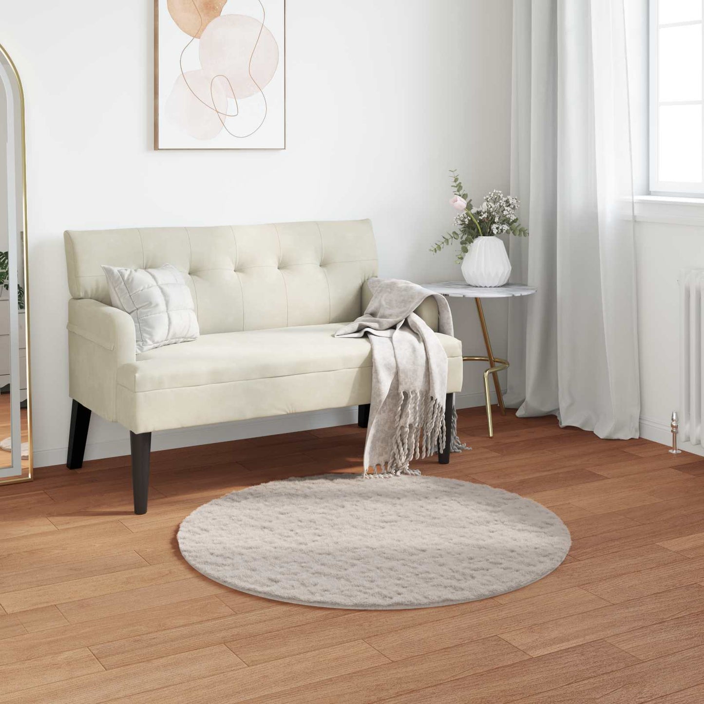 Rutschfester Teppich aus Kunstkaninchenfell OLITE Beige