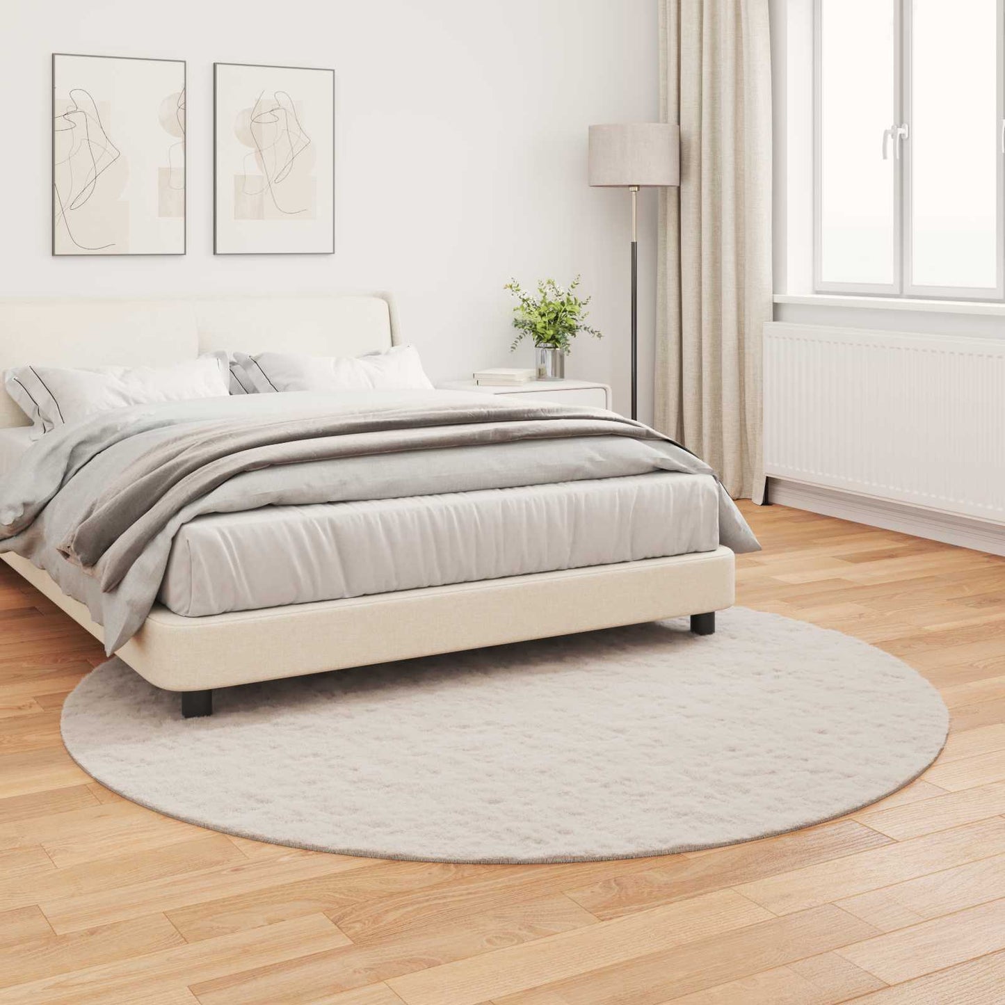 Rutschfester Teppich aus Kunstkaninchenfell OLITE Beige