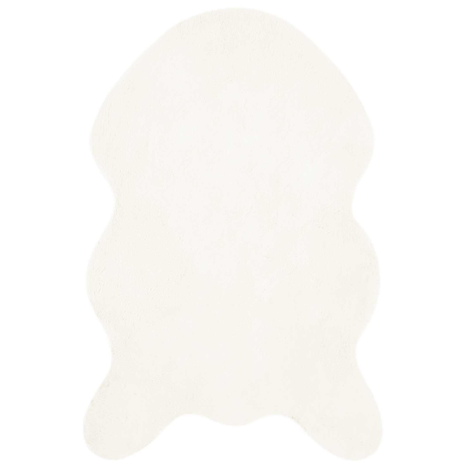 Rutschfester Teppich aus Kunstkaninchenfell OLITE Creme