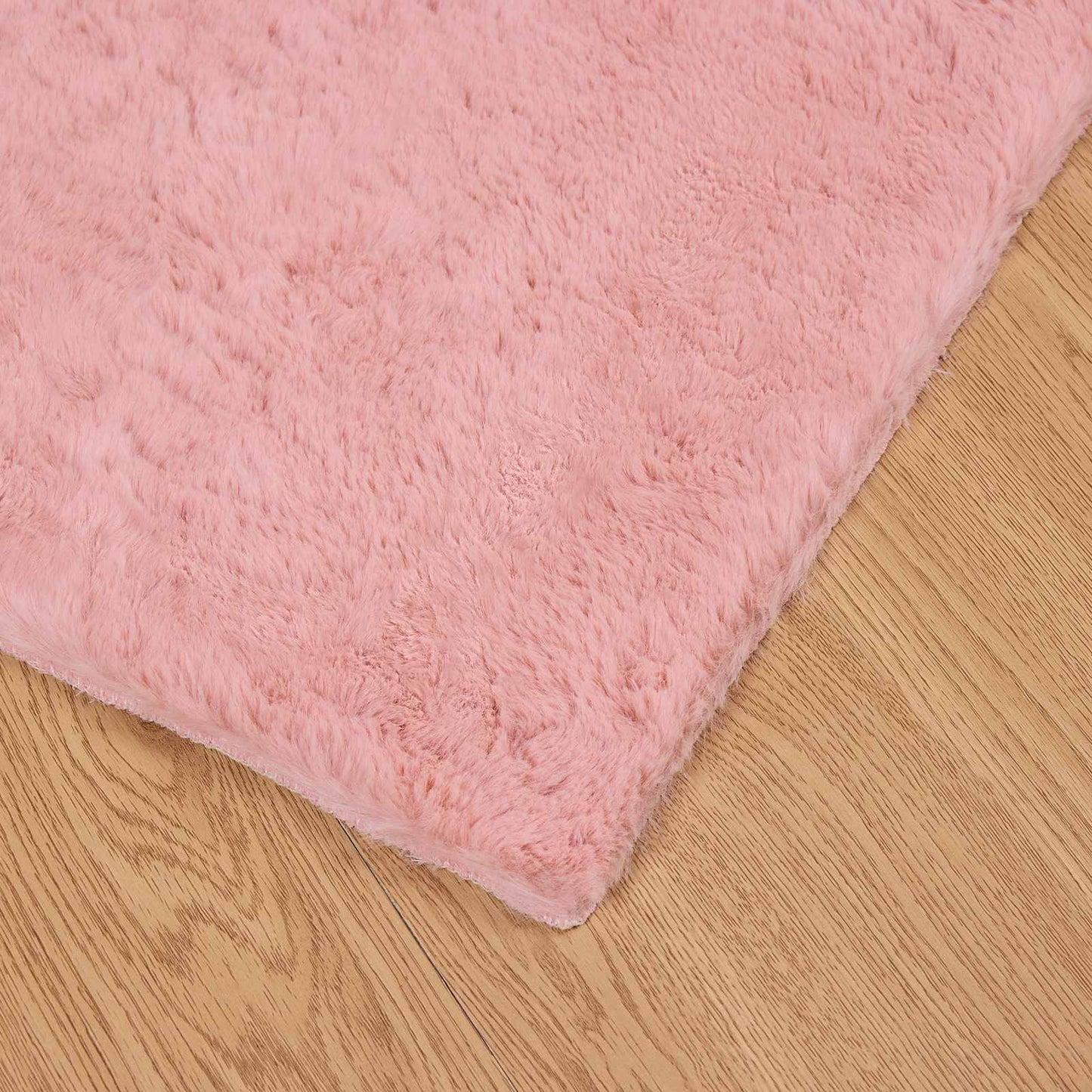 Rutschfester Teppich aus Kunstkaninchenfell OLITE Rosa