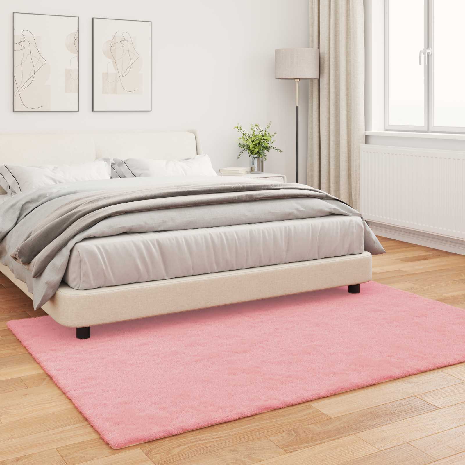 Rutschfester Teppich aus Kunstkaninchenfell OLITE Rosa