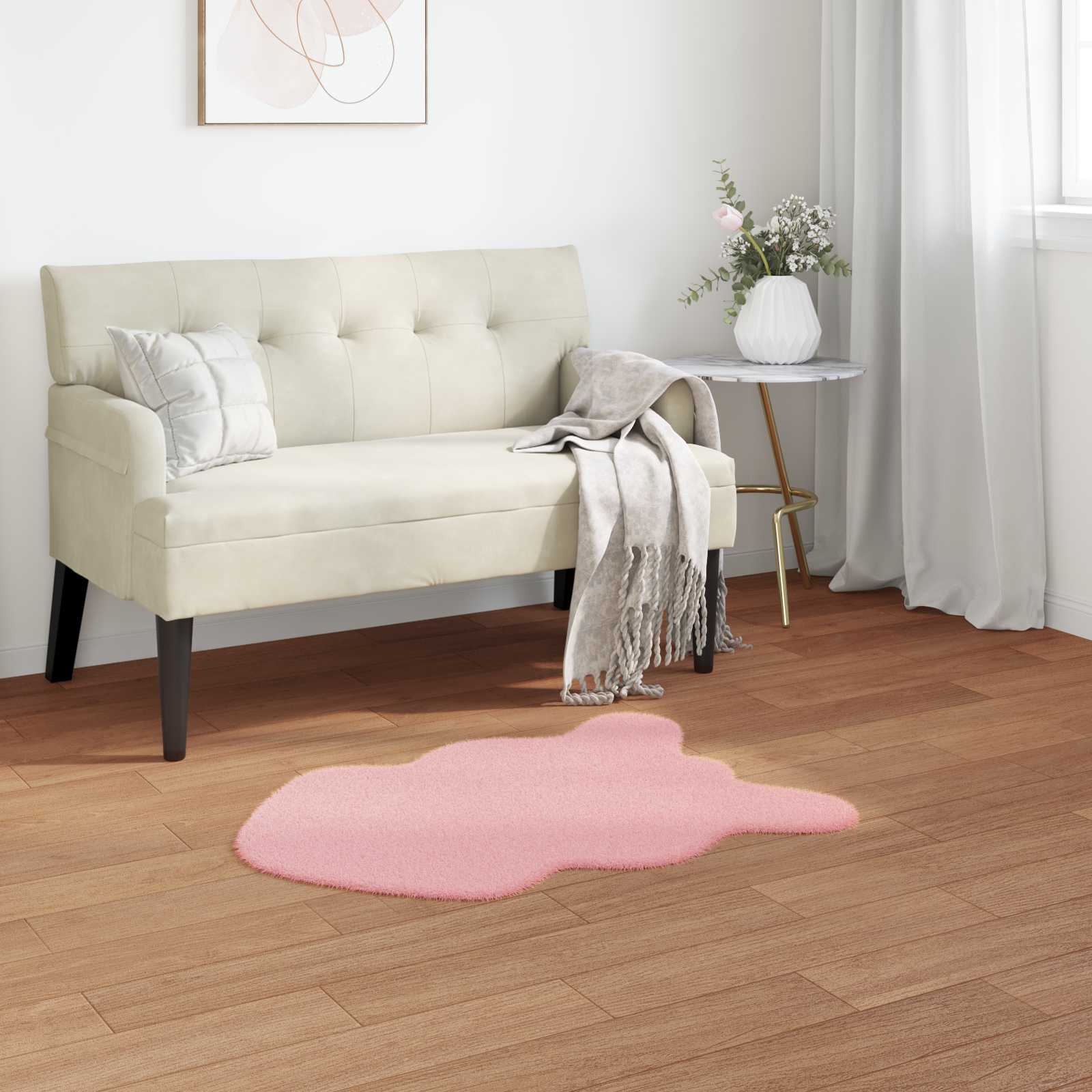 Rutschfester Teppich aus Kunstkaninchenfell OLITE Rosa