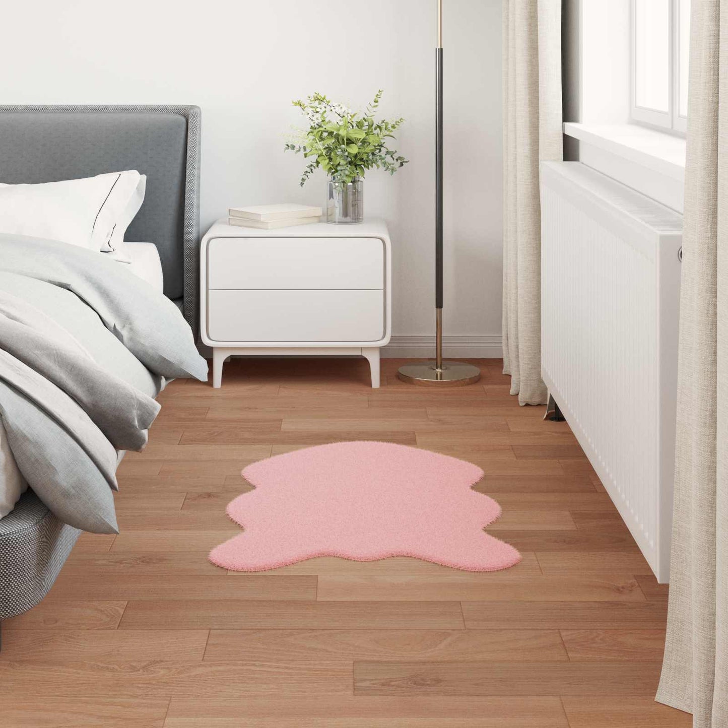 Rutschfester Teppich aus Kunstkaninchenfell OLITE Rosa