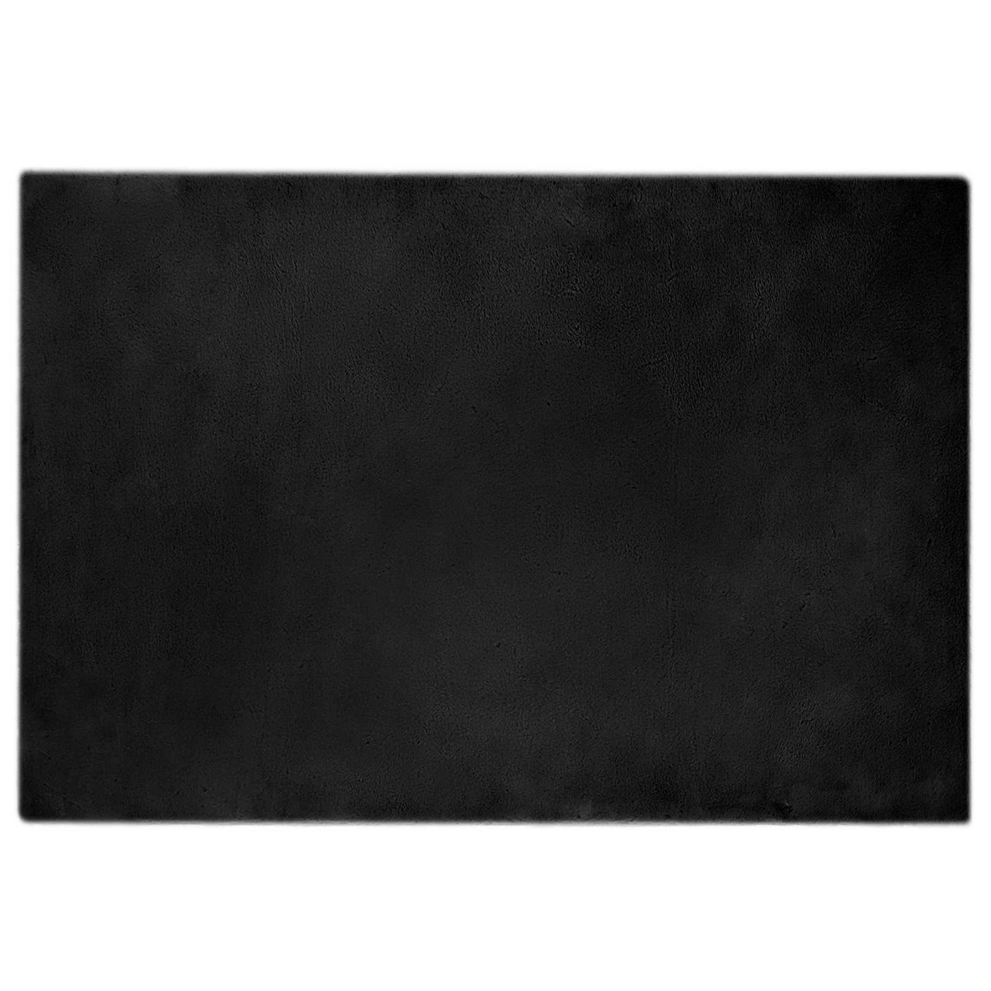 Rutschfester Teppich aus Kunstkaninchenfell OLITE Schwarz