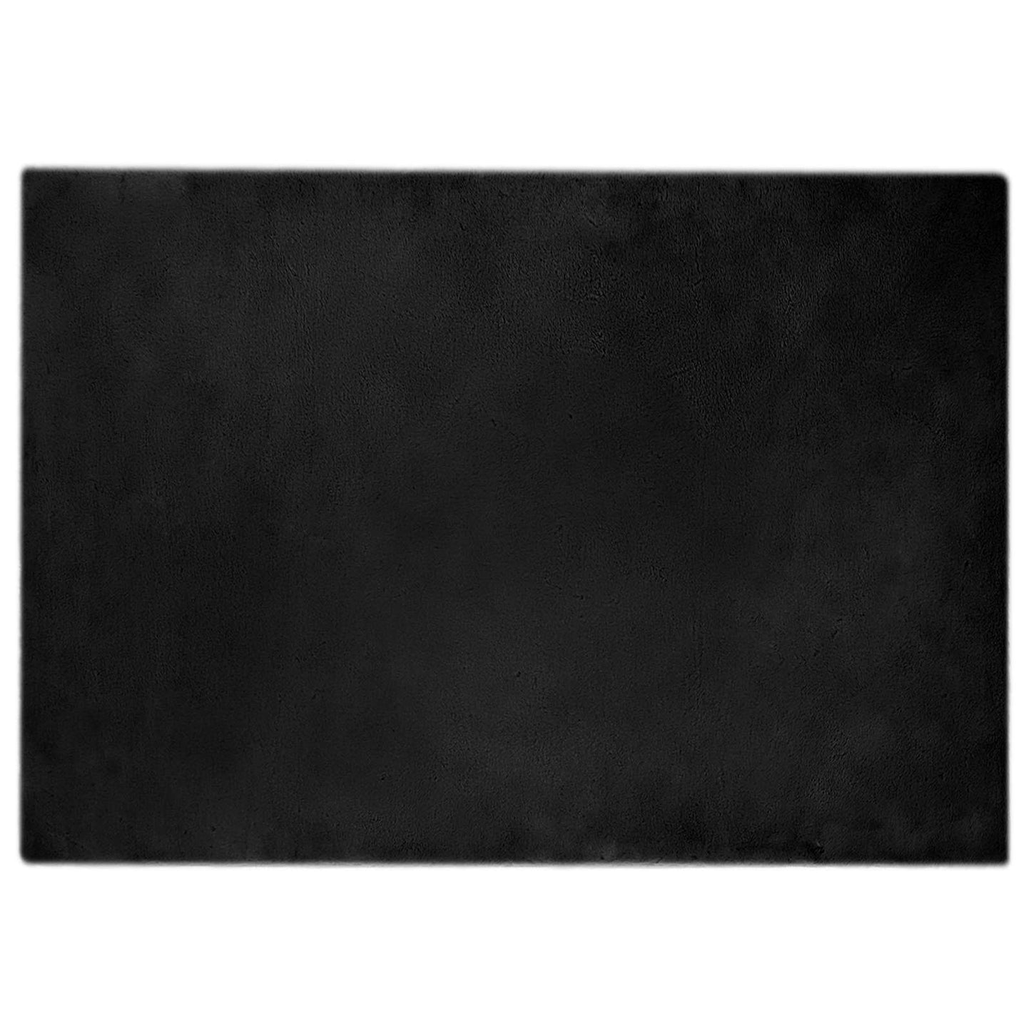 Rutschfester Teppich aus Kunstkaninchenfell OLITE Schwarz