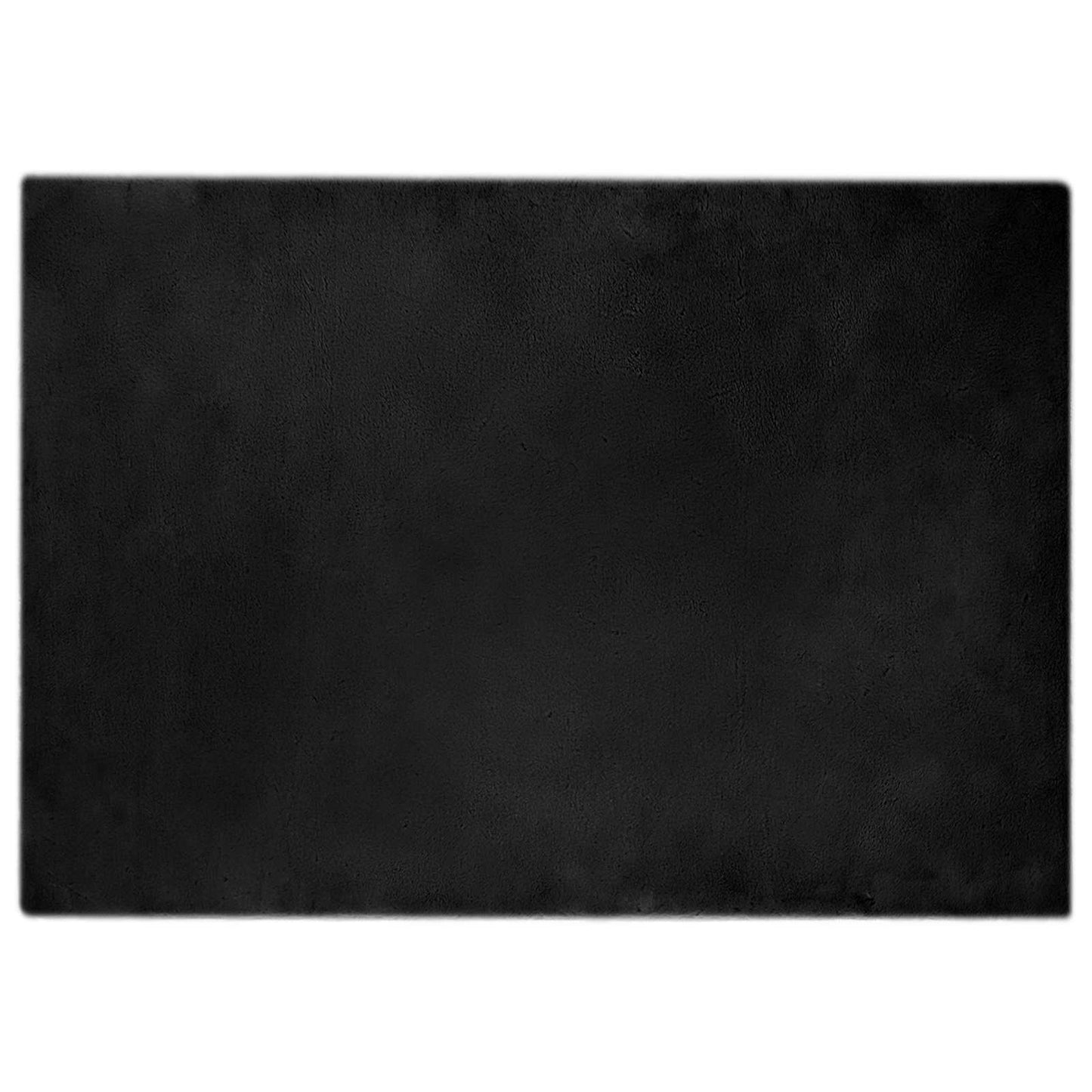 Rutschfester Teppich aus Kunstkaninchenfell OLITE Schwarz