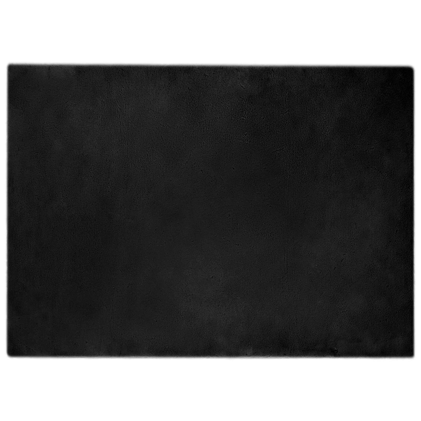 Rutschfester Teppich aus Kunstkaninchenfell OLITE Schwarz