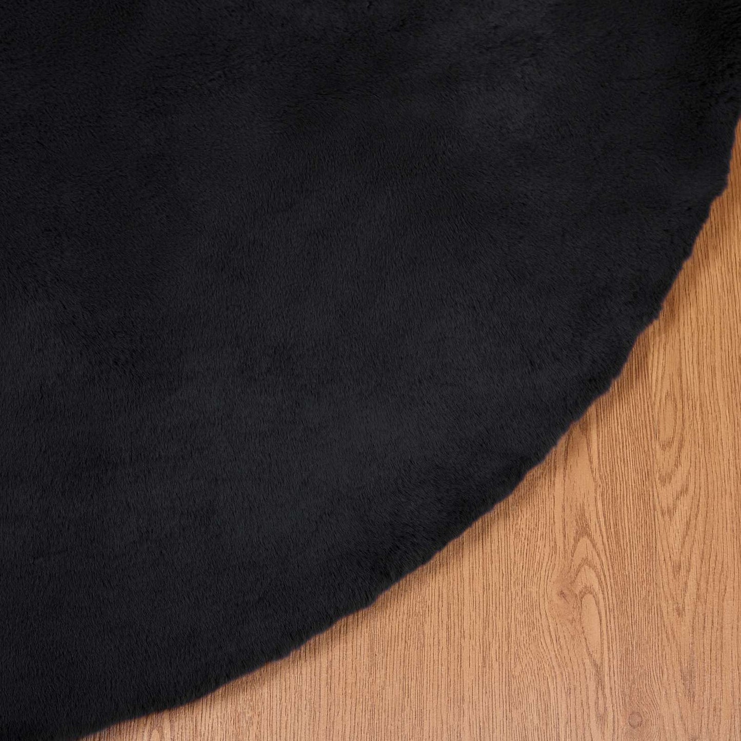 Rutschfester Teppich aus Kunstkaninchenfell OLITE Schwarz