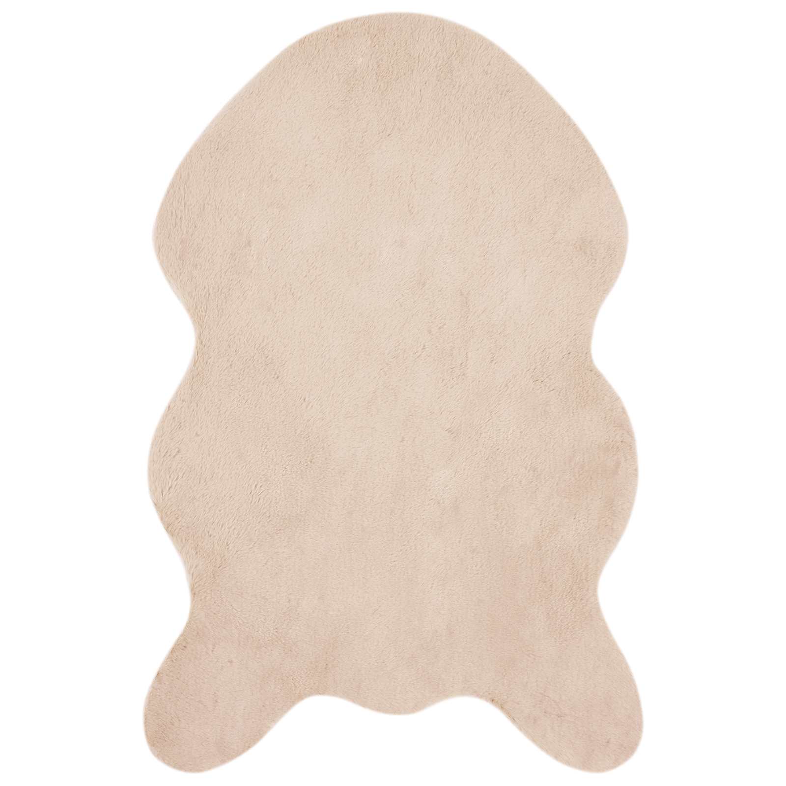 Rutschfester Teppich aus Kunstkaninchenfell OLITE Taupe
