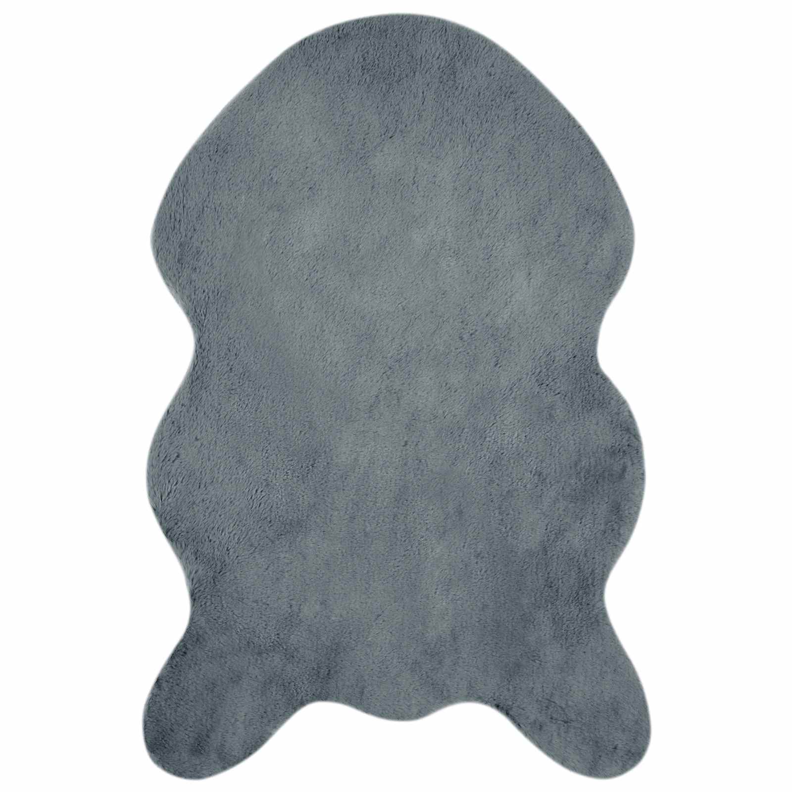 Rutschfester Teppich aus Kunstkaninchenfell OLITE Anthrazit
