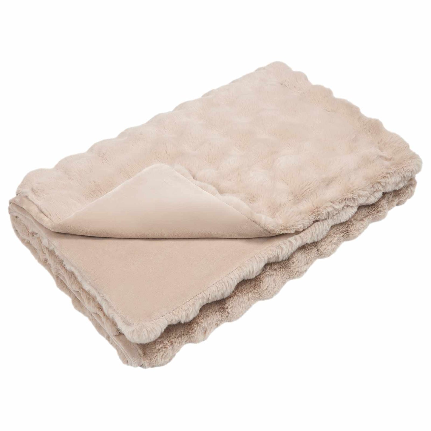 Rutschfeste Decke aus Kunstkaninchenfell Olite Beige Polyester