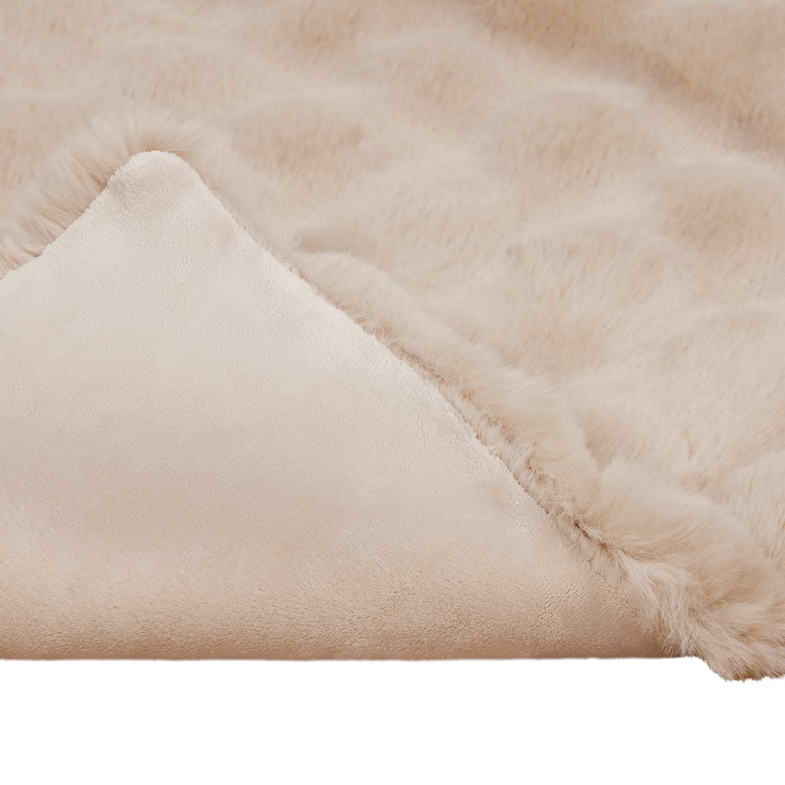 Rutschfeste Decke aus Kunstkaninchenfell Olite Beige Polyester