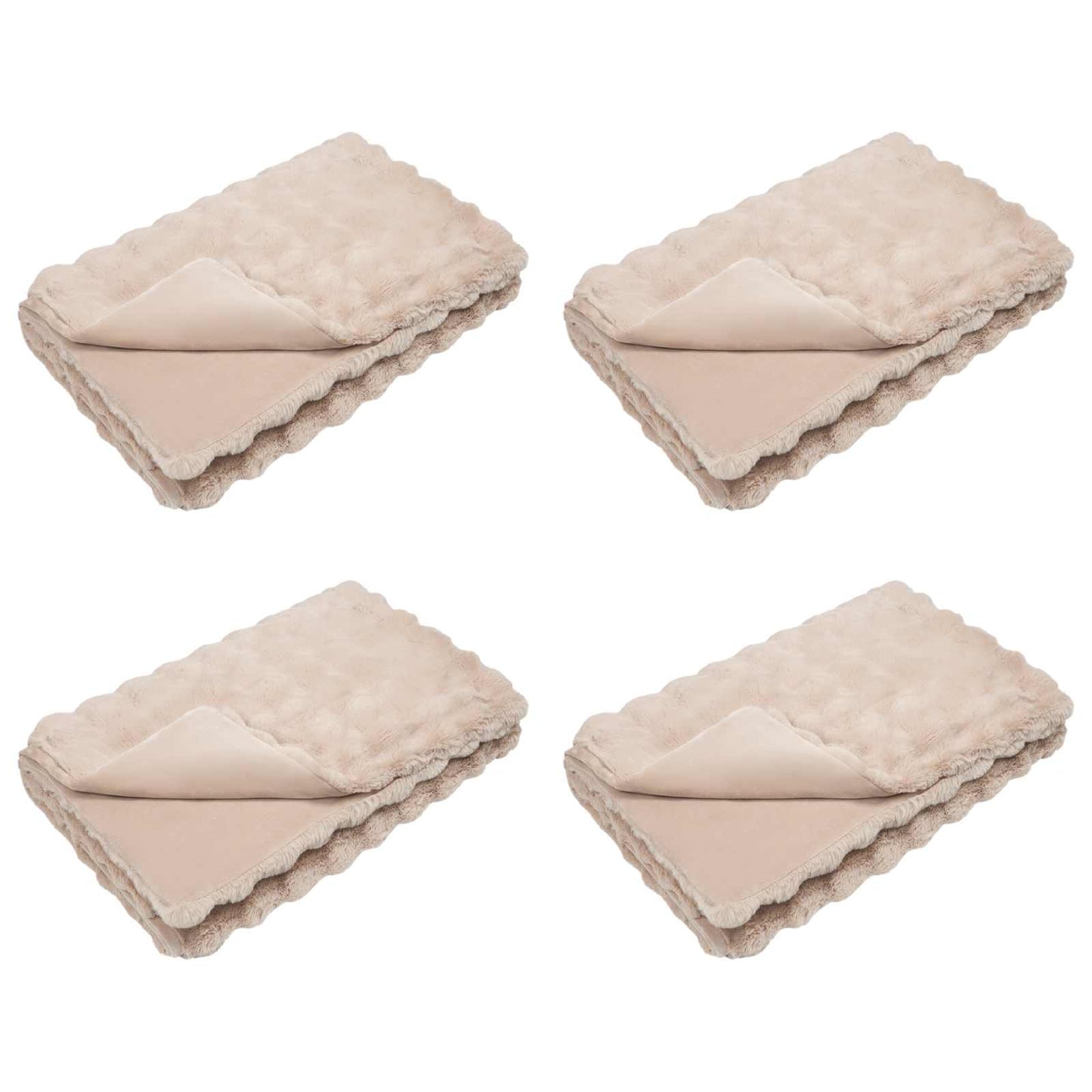 Rutschfeste Decke aus Kunstkaninchenfell Olite 4 Stk. Beige
