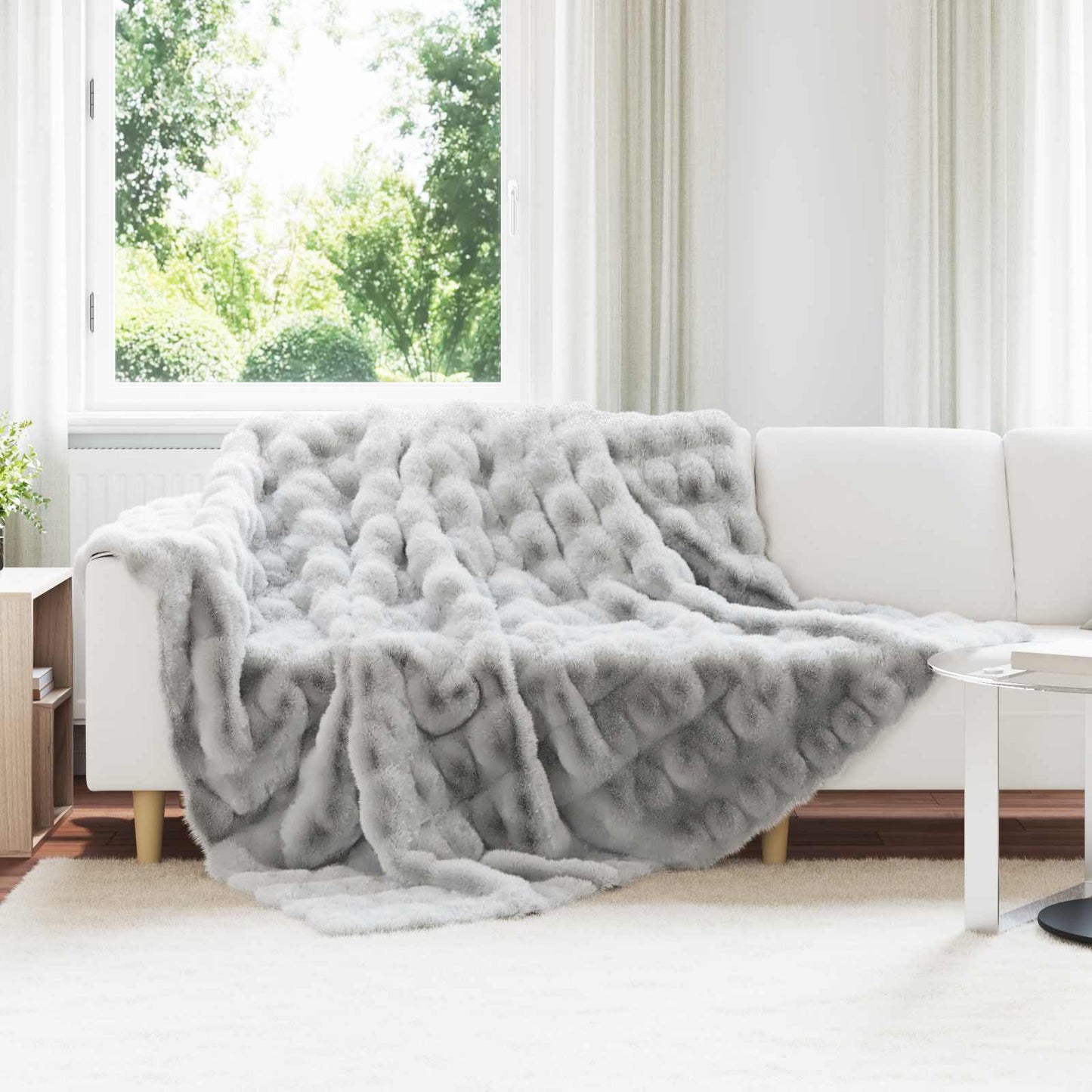 Rutschfeste Decke aus Kunstkaninchenfell Olite Grau Polyester