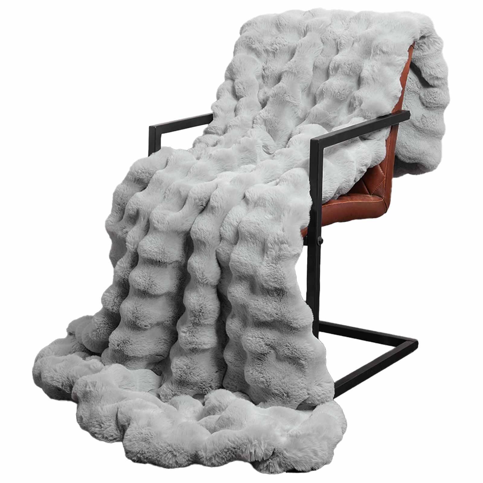 Rutschfeste Decke aus Kunstkaninchenfell Olite Grau Polyester