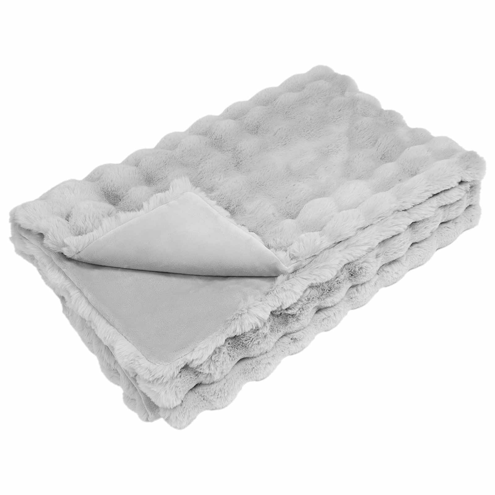 Rutschfeste Decke aus Kunstkaninchenfell Olite 4 Stk. Grau