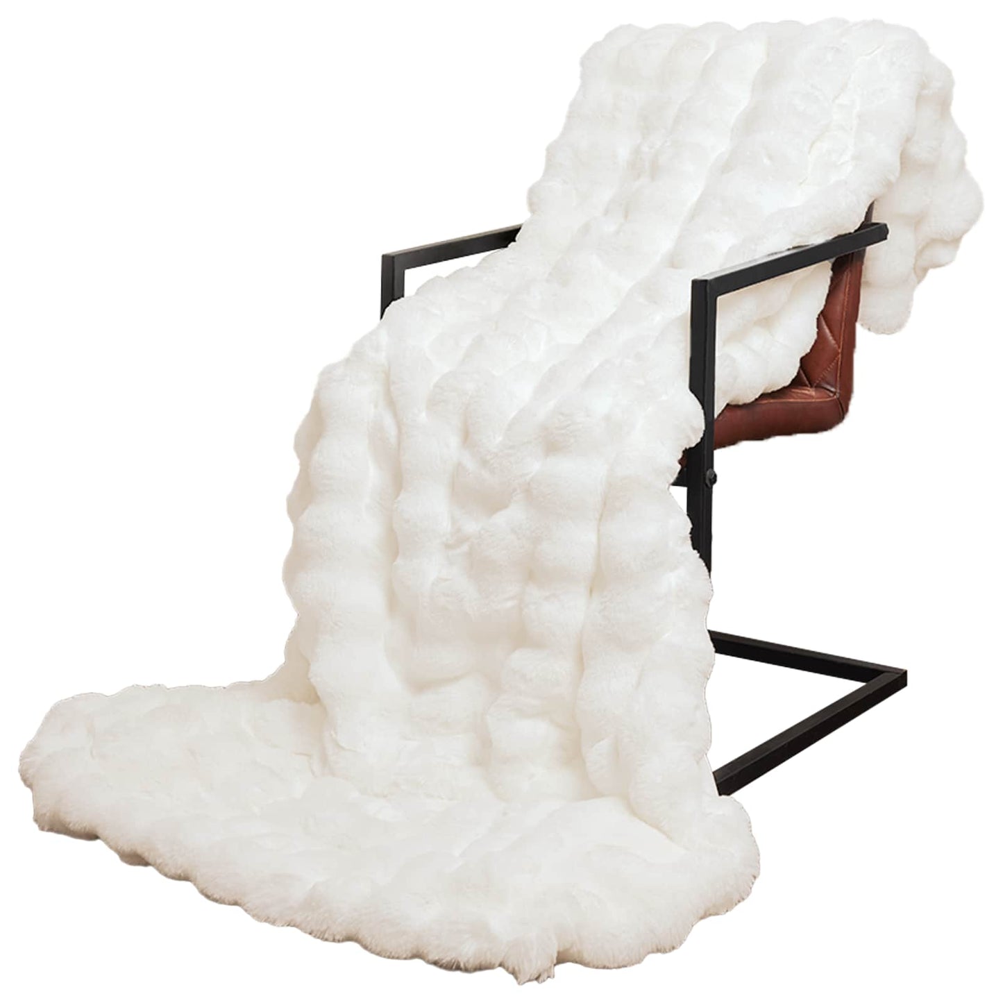 Rutschfeste Decke aus Kunstkaninchenfell Olite Weiß Polyester