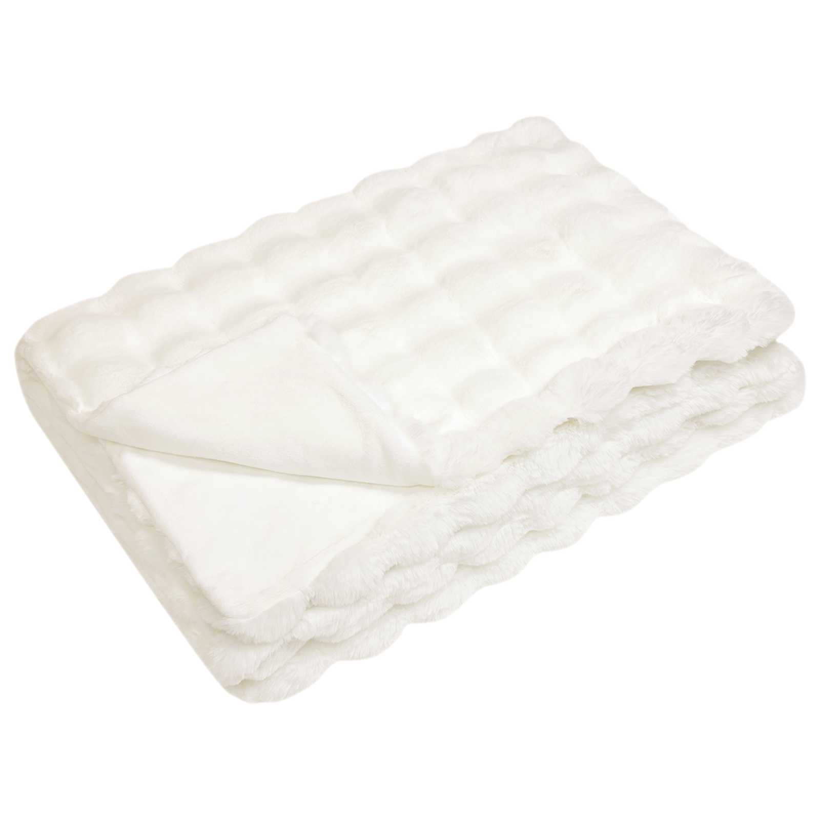 Rutschfeste Decke aus Kunstkaninchenfell Olite Weiß Polyester