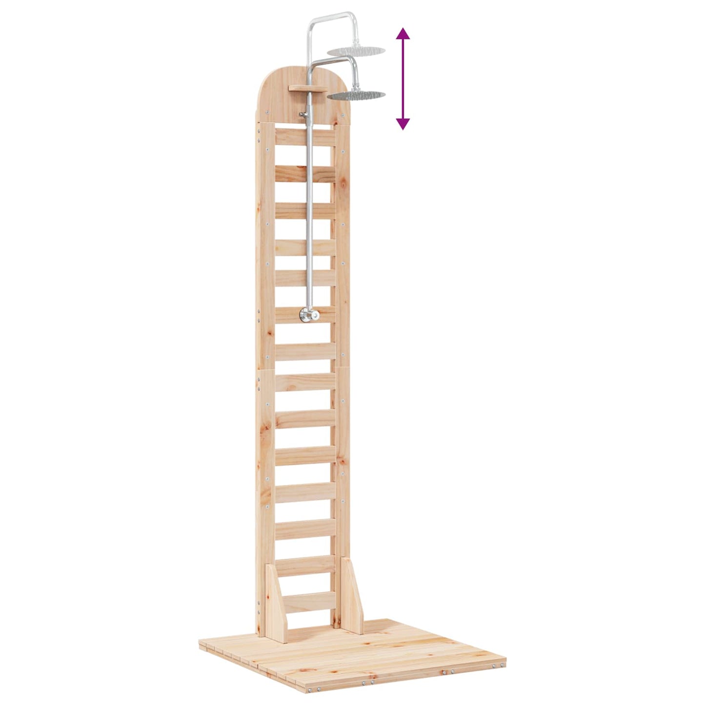 Gartendusche 223 cm Massivholz Kiefer und Edelstahl Natur