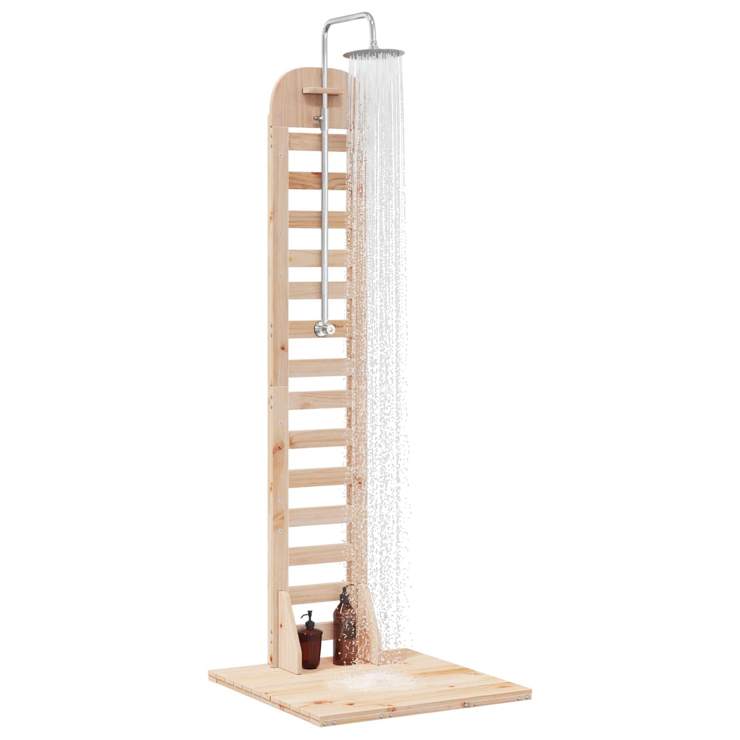 Gartendusche 223 cm Massivholz Kiefer und Edelstahl Natur