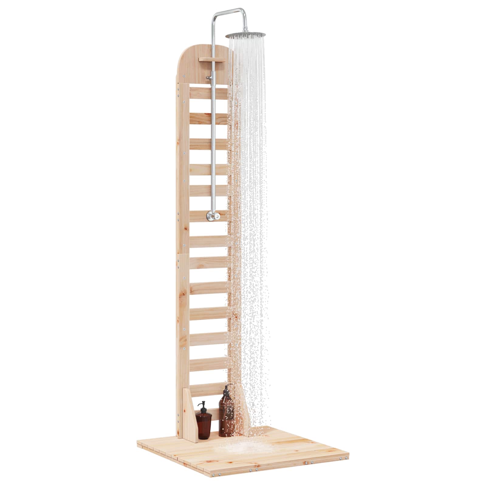 Gartendusche 223 cm Massivholz Kiefer und Edelstahl Natur