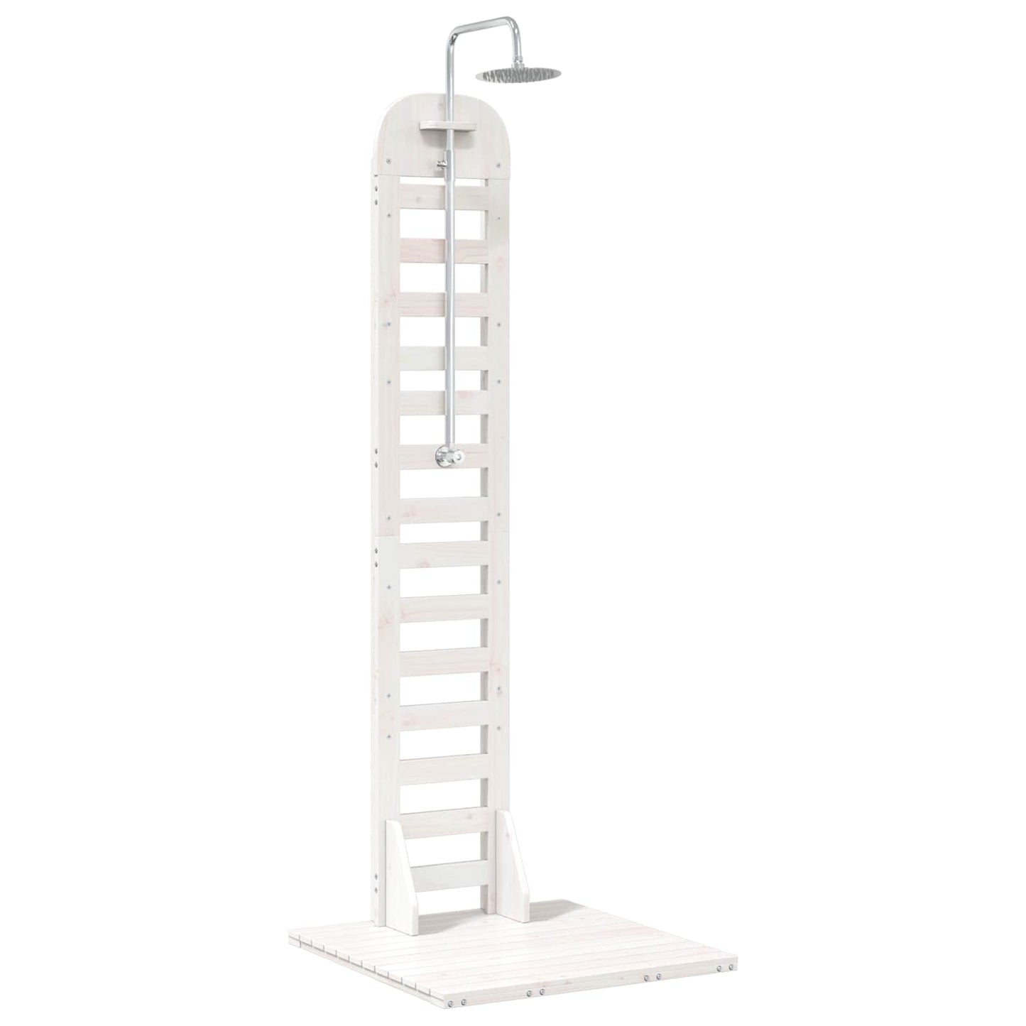 Gartendusche 223 cm Massivholz Kiefer und Edelstahl Weiß
