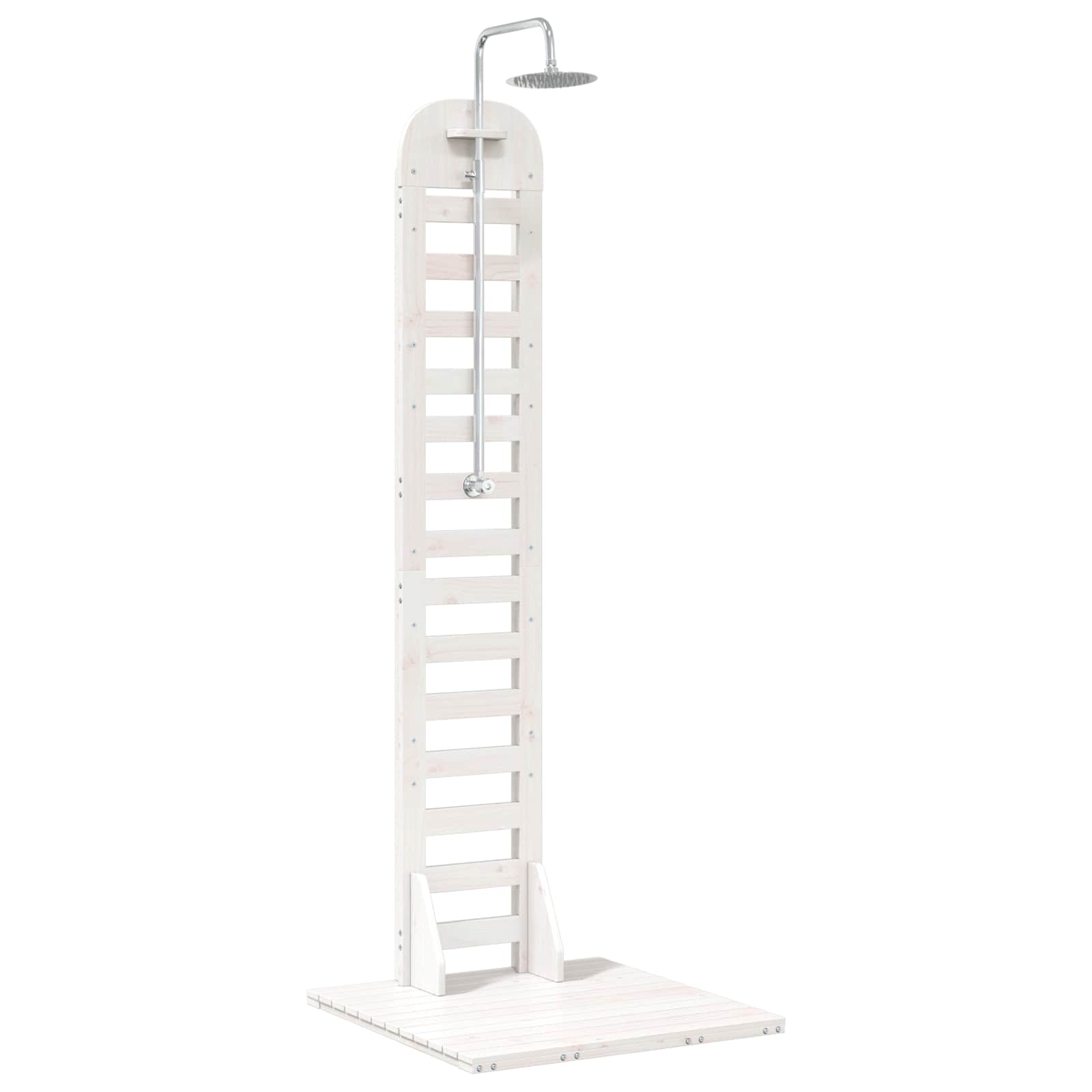 Gartendusche 223 cm Massivholz Kiefer und Edelstahl Weiß