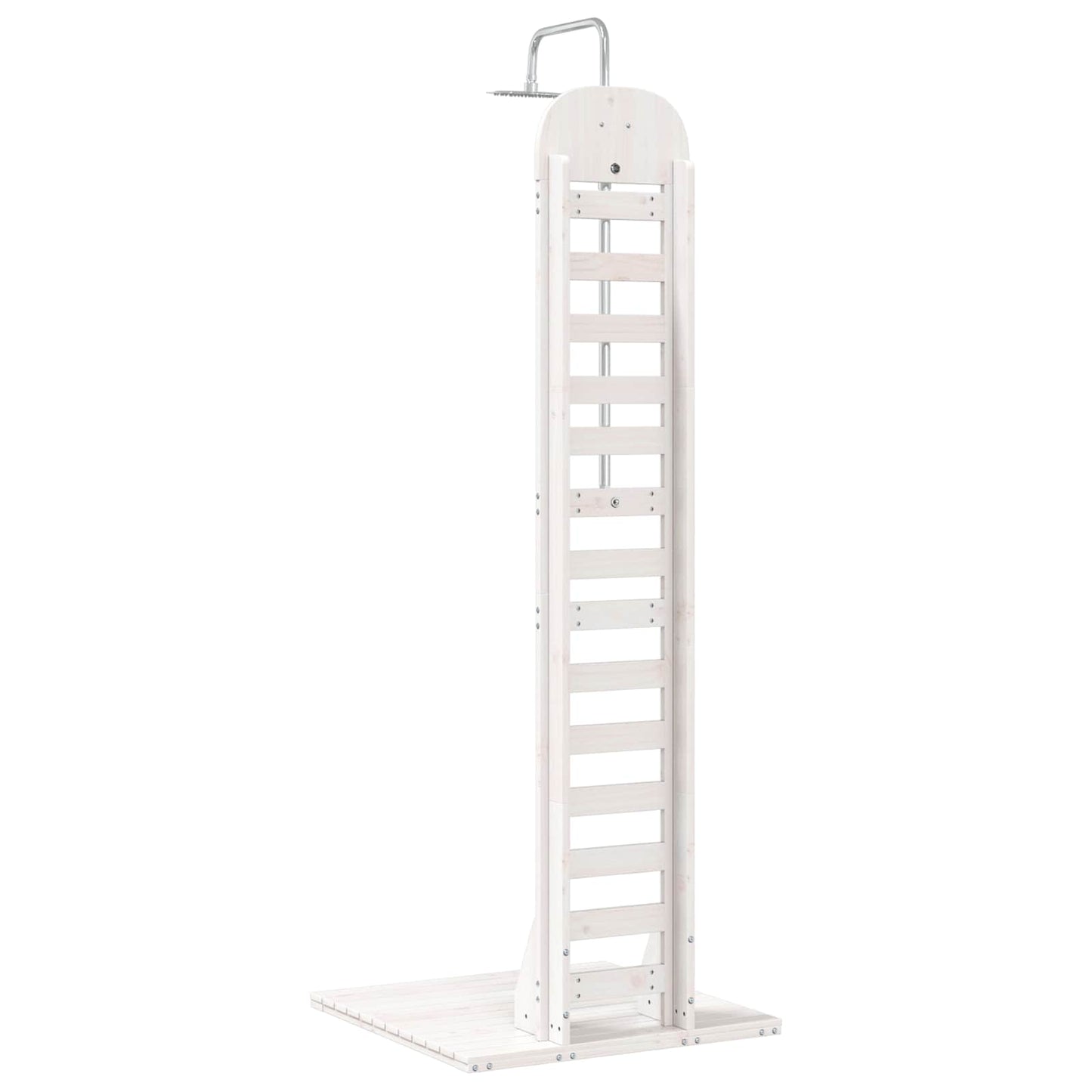 Gartendusche 223 cm Massivholz Kiefer und Edelstahl Weiß