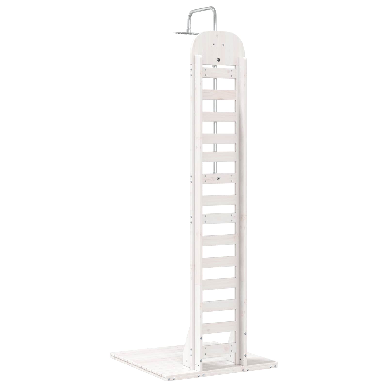 Gartendusche 223 cm Massivholz Kiefer und Edelstahl Weiß