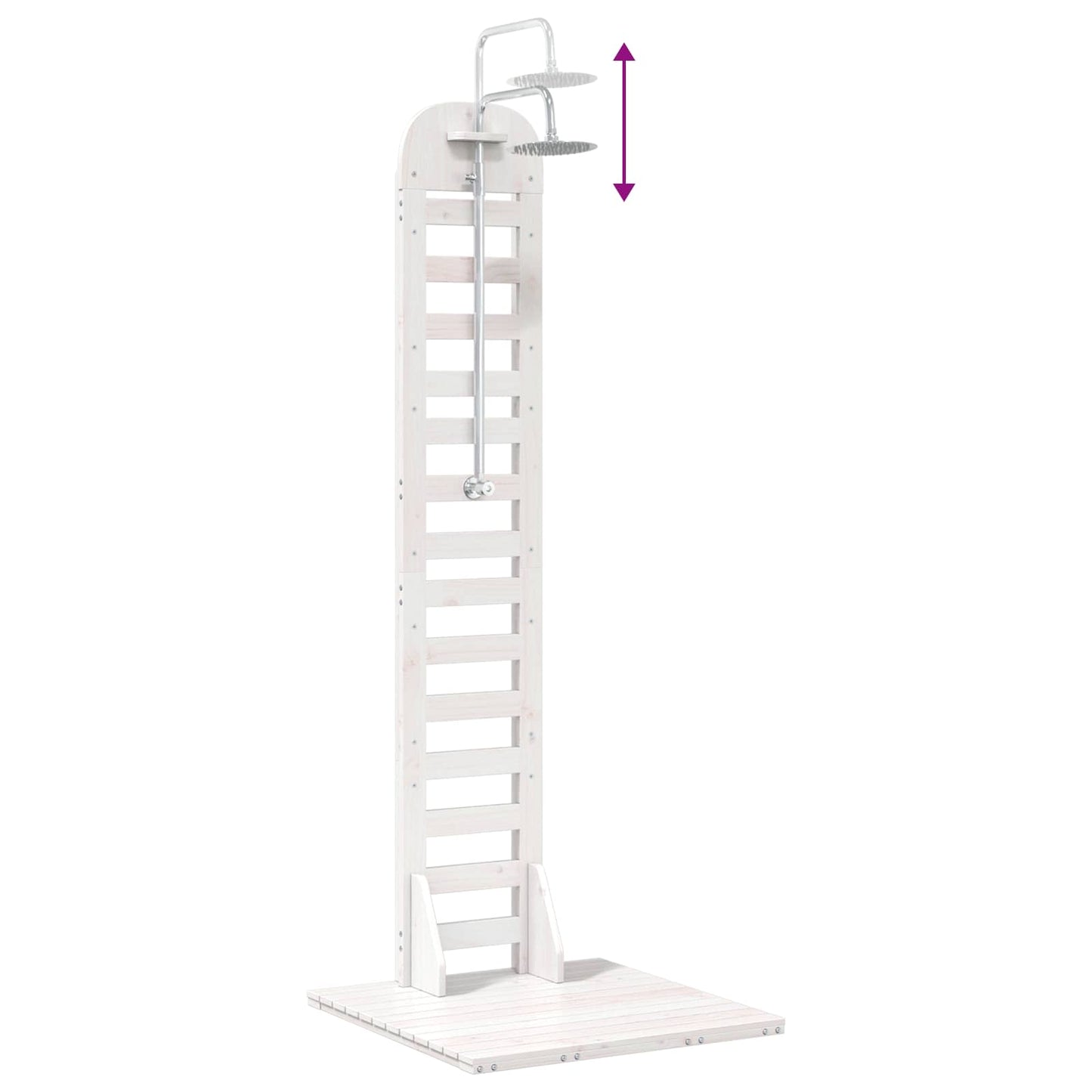 Gartendusche 223 cm Massivholz Kiefer und Edelstahl Weiß