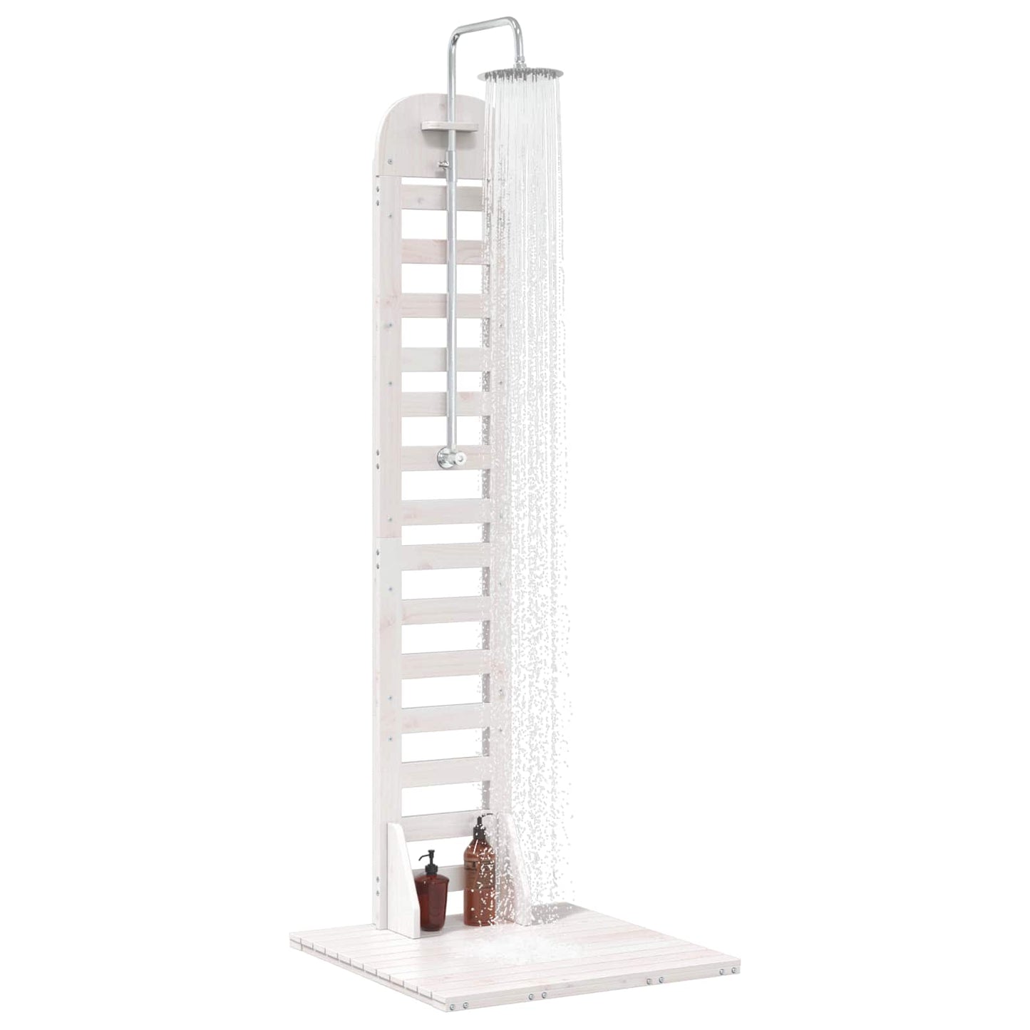 Gartendusche 223 cm Massivholz Kiefer und Edelstahl Weiß