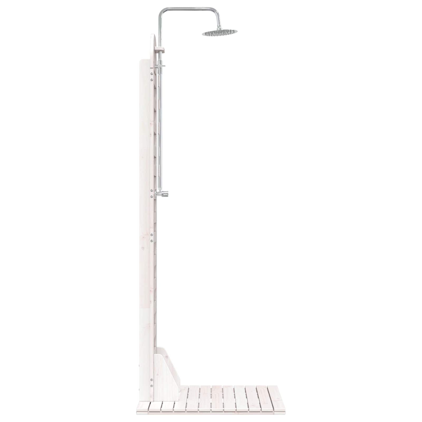 Gartendusche 223 cm Massivholz Kiefer und Edelstahl Weiß