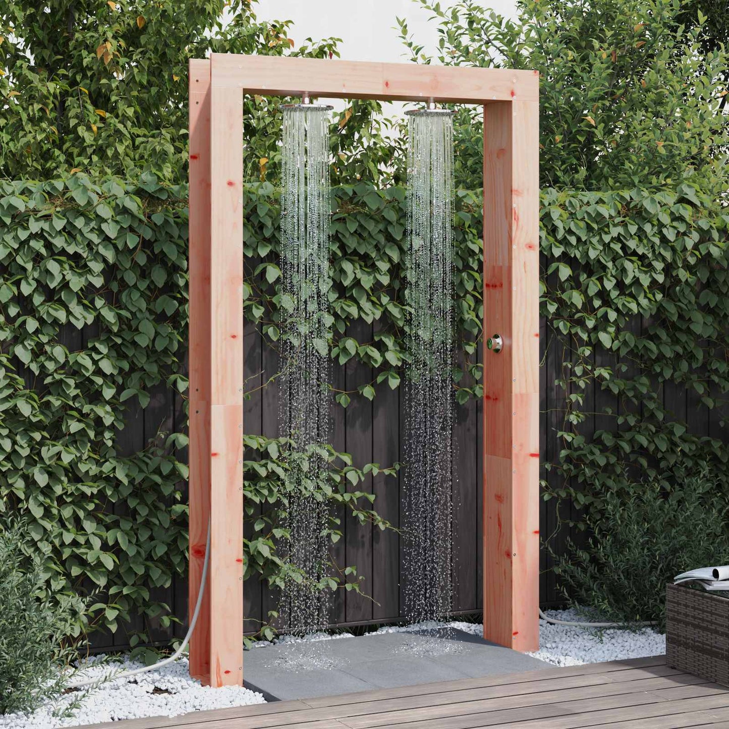 Gartendusche 226 cm Massives Douglasholz und Edelstahl Natur