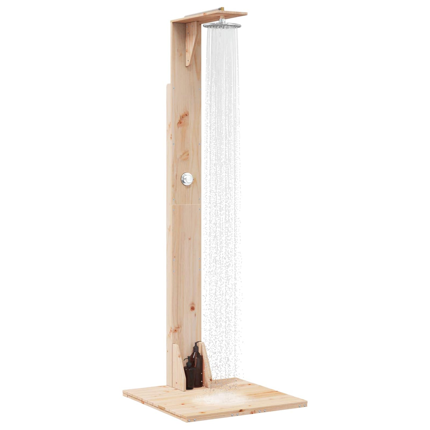 Gartendusche 214,5 cm Massivholz Kiefer und Edelstahl Natur