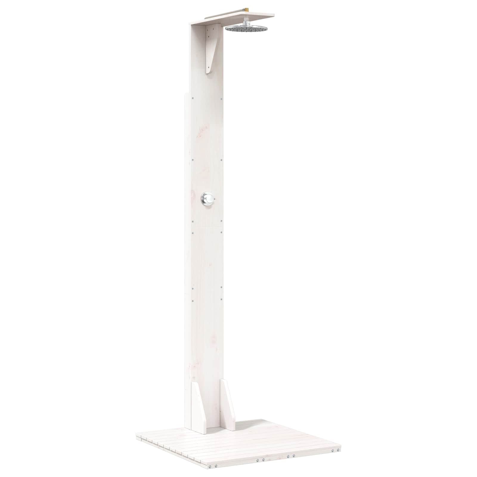 Gartendusche 214,5 cm Massivholz Kiefer und Edelstahl Weiß