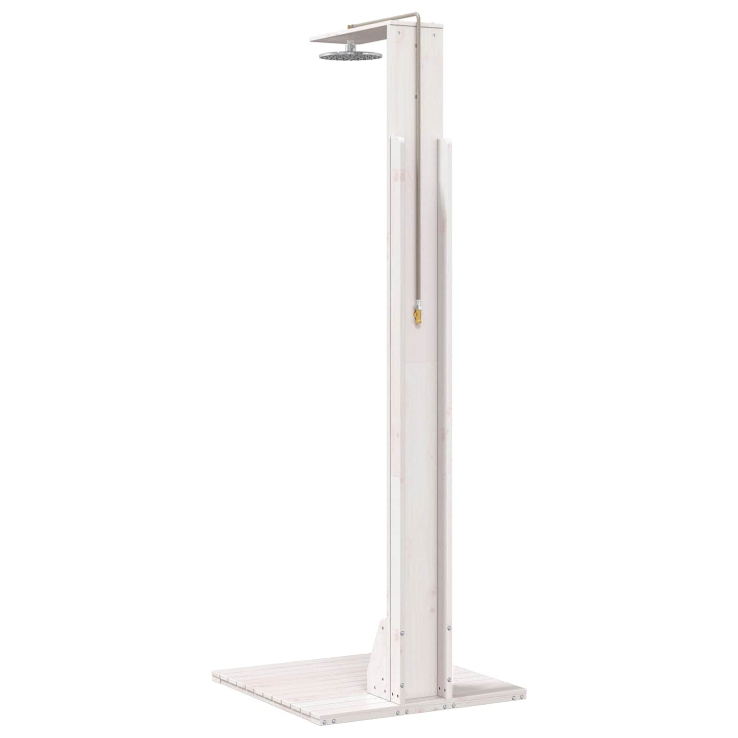 Gartendusche 214,5 cm Massivholz Kiefer und Edelstahl Weiß