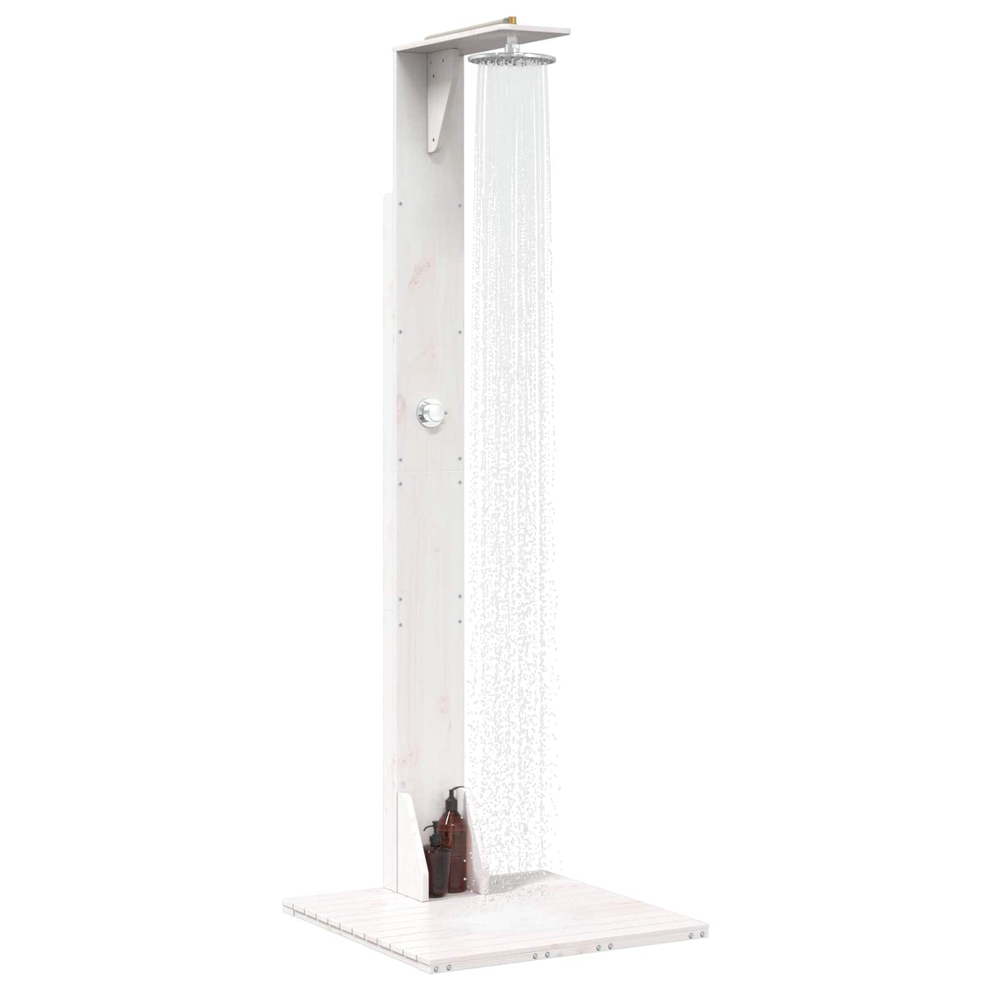 Gartendusche 214,5 cm Massivholz Kiefer und Edelstahl Weiß