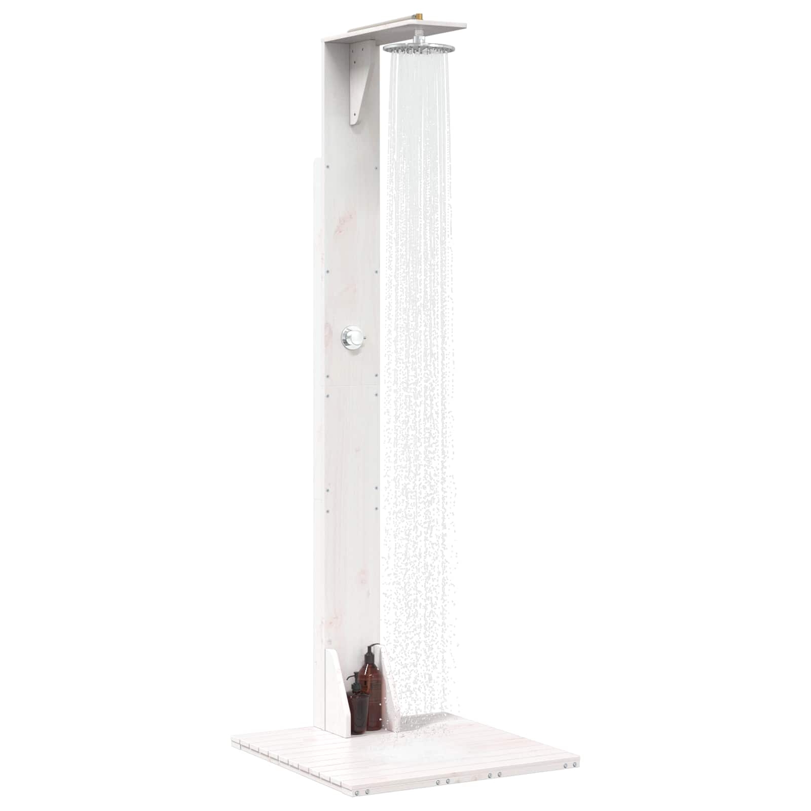 Gartendusche 214,5 cm Massivholz Kiefer und Edelstahl Weiß