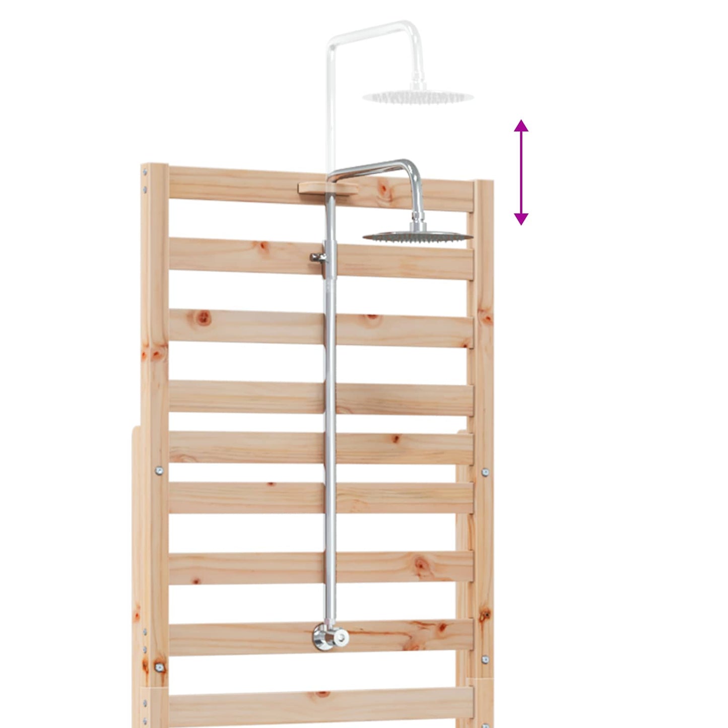 Gartendusche 225 cm Massivholz Kiefer und Edelstahl Natur