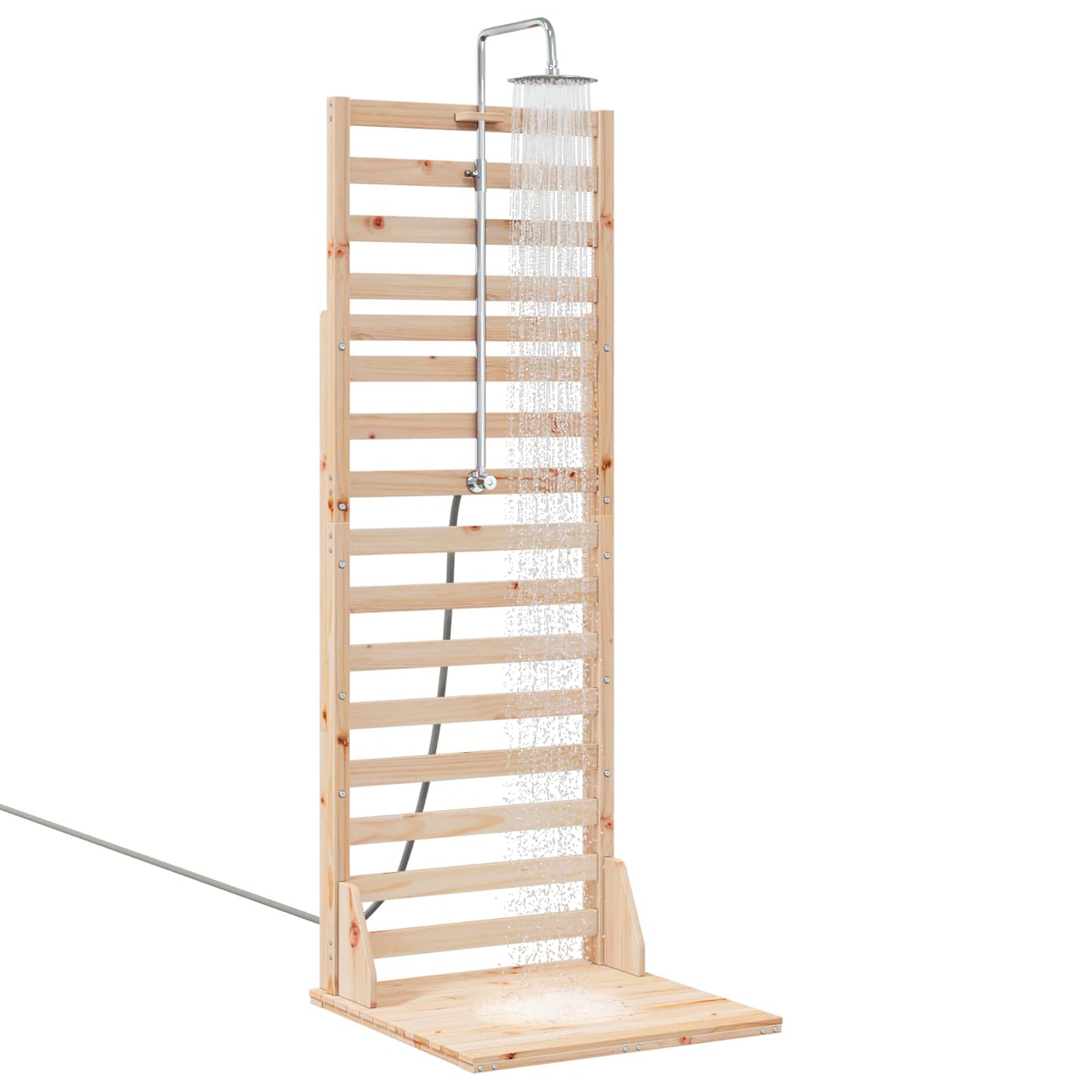 Gartendusche 225 cm Massivholz Kiefer und Edelstahl Natur
