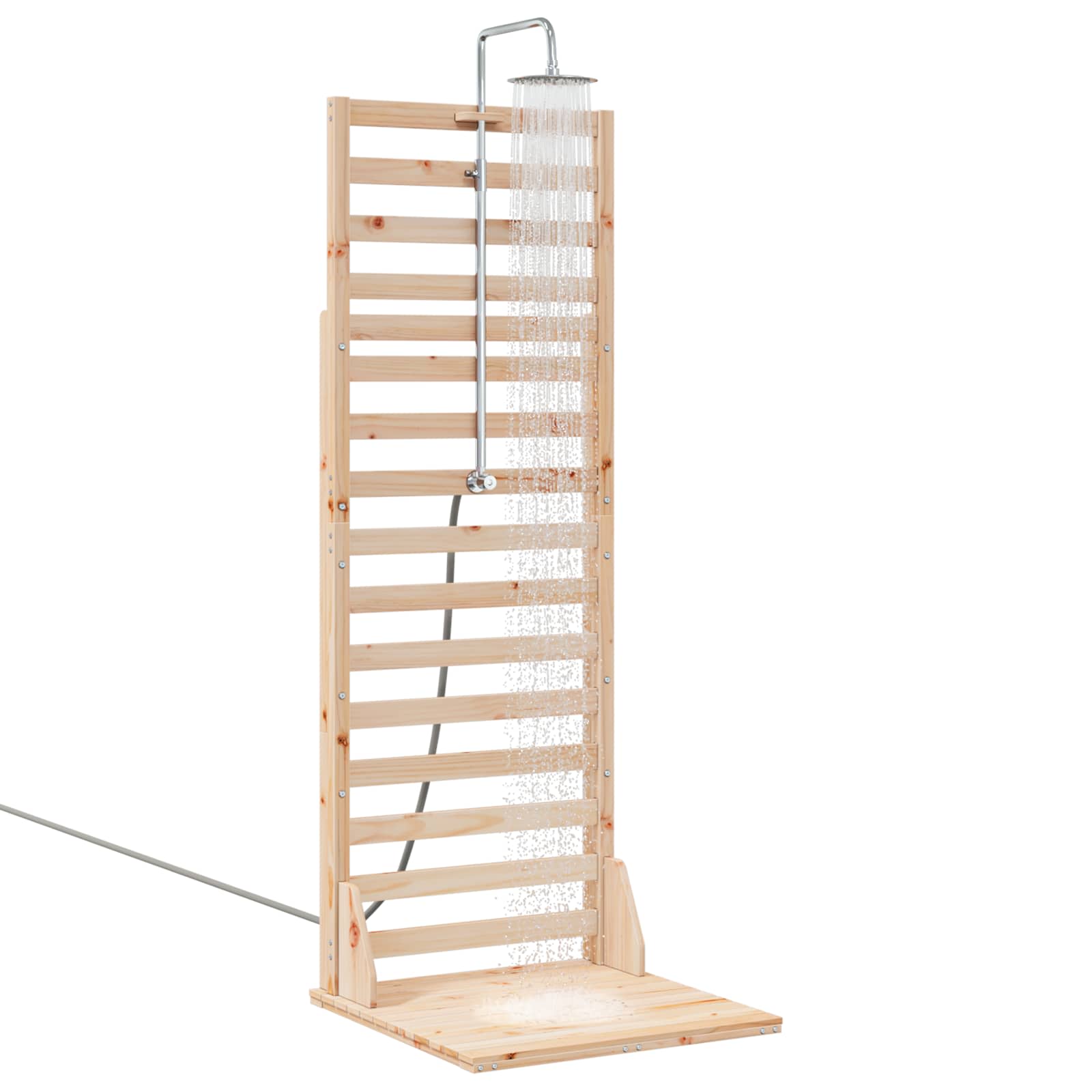 Gartendusche 225 cm Massivholz Kiefer und Edelstahl Natur