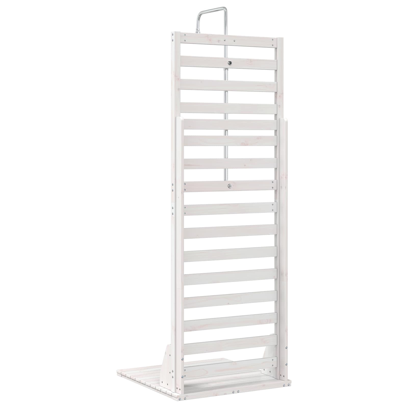 Gartendusche 225 cm Massivholz Kiefer und Edelstahl Weiß