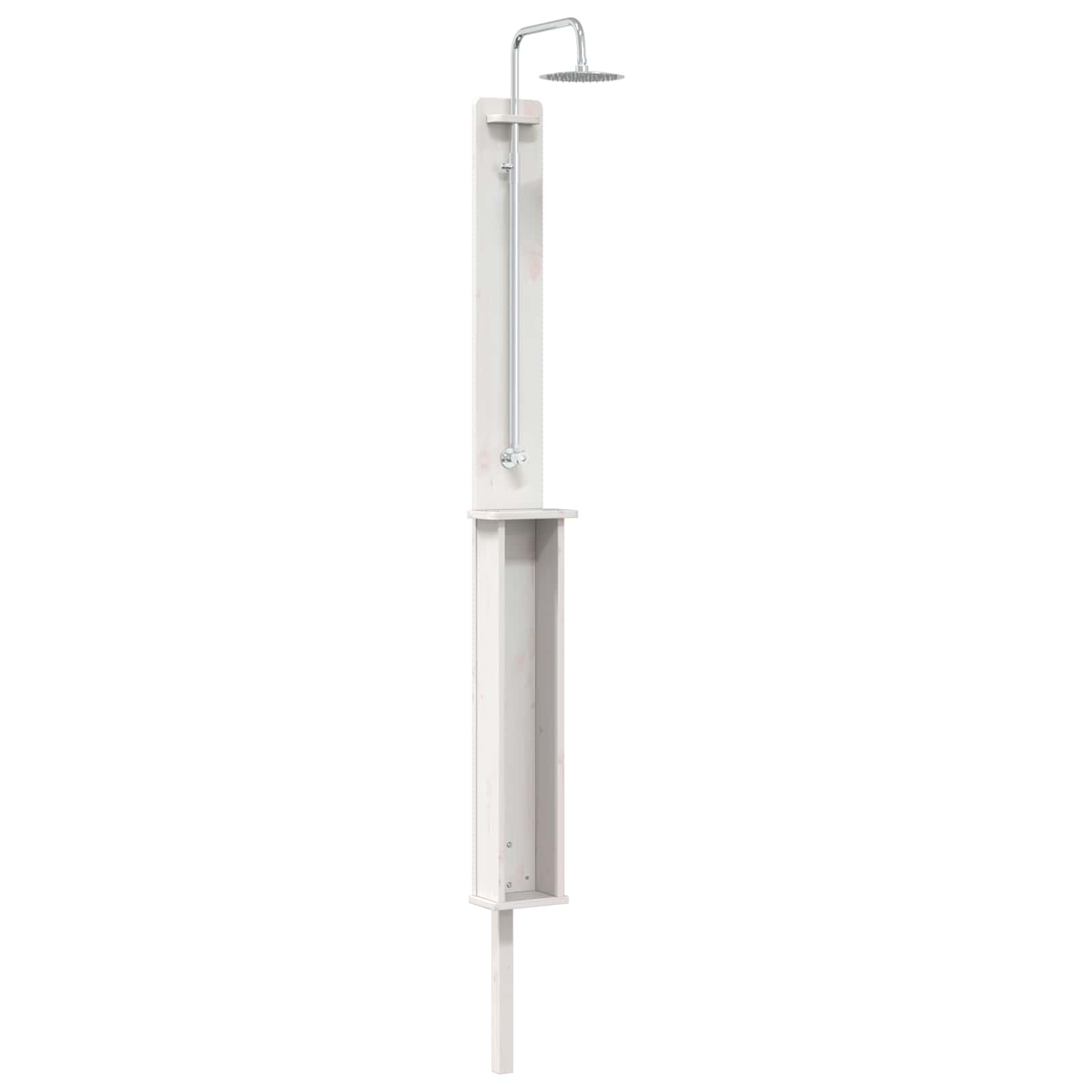 Gartendusche 246 cm Massivholz Kiefer und Edelstahl Weiß