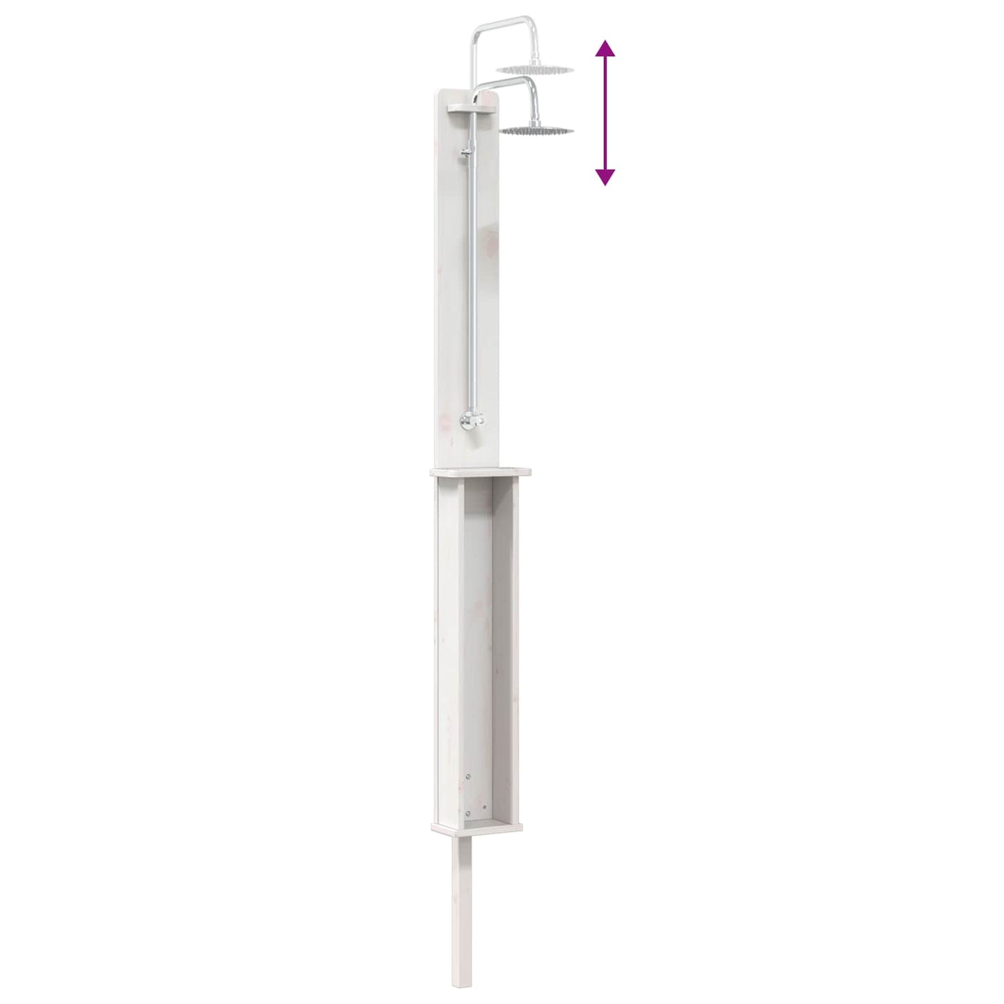 Gartendusche 246 cm Massivholz Kiefer und Edelstahl Weiß