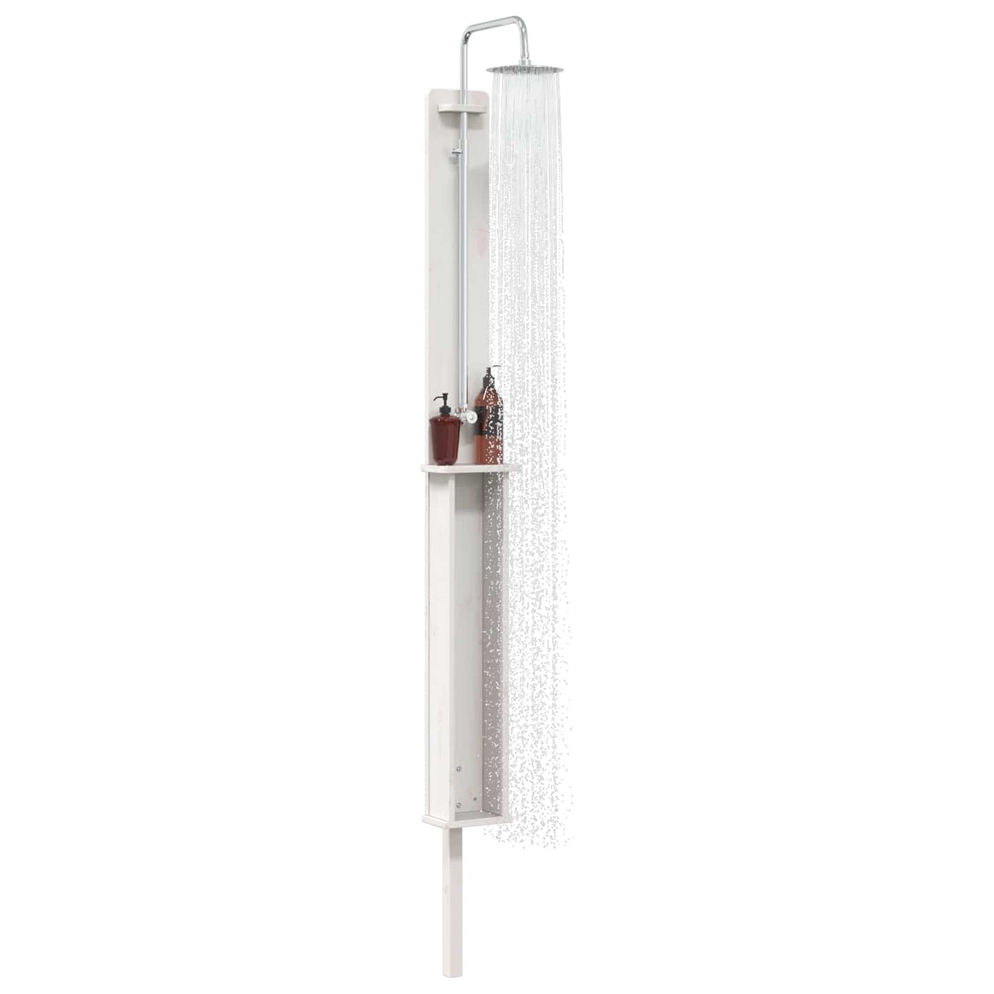 Gartendusche 246 cm Massivholz Kiefer und Edelstahl Weiß